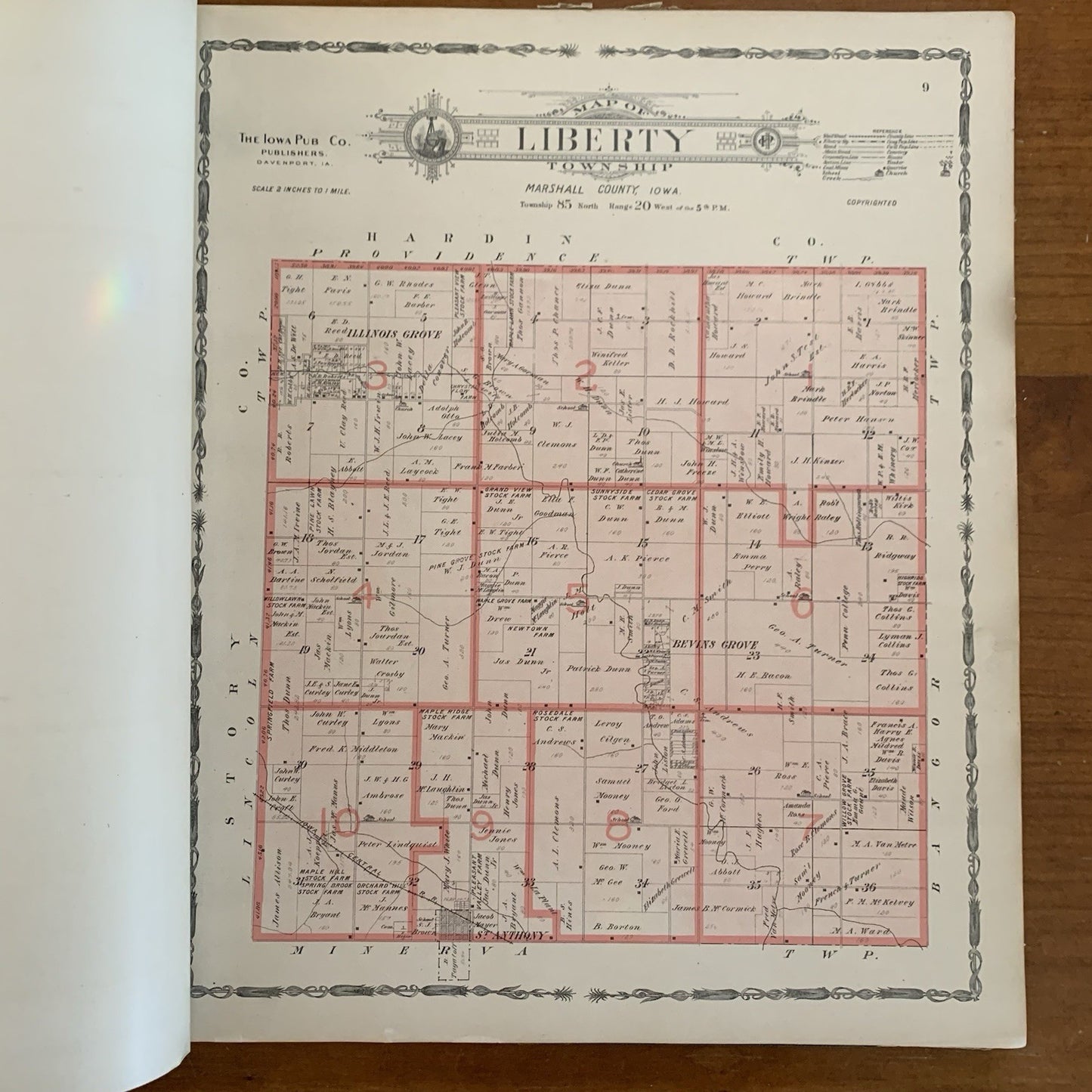 1907 Atlas of Marshall County Iowa / Plat Book Maps United States