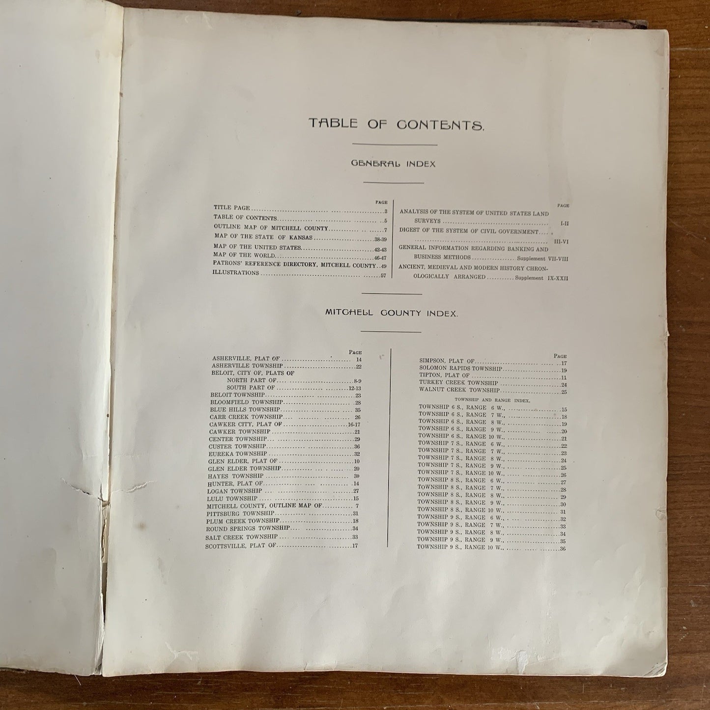 1917 Standard Atlas of Mitchell County Kansas / Plat Map Book