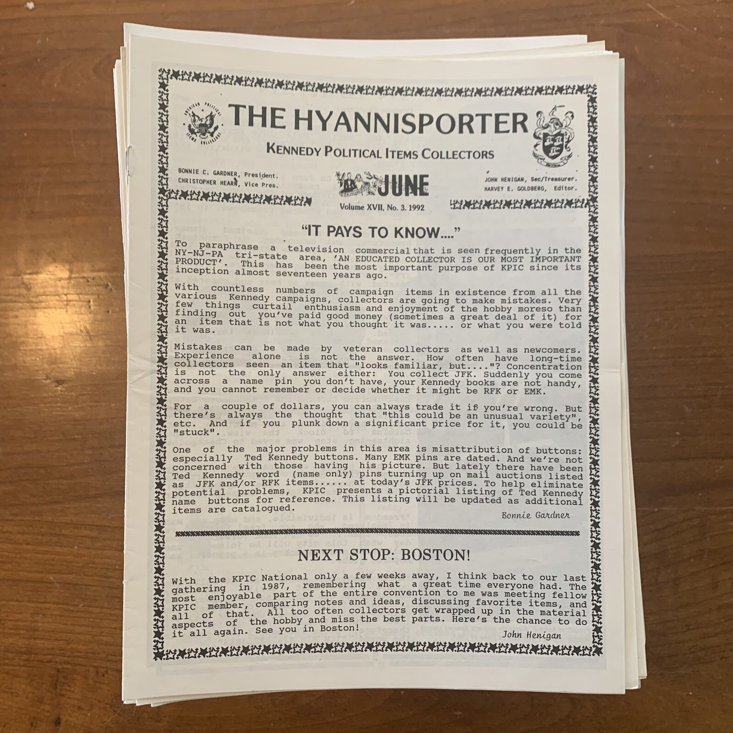 The Hyannisporter Official Newsletter of Kennedy Political Items 1992 - 2024 JFK