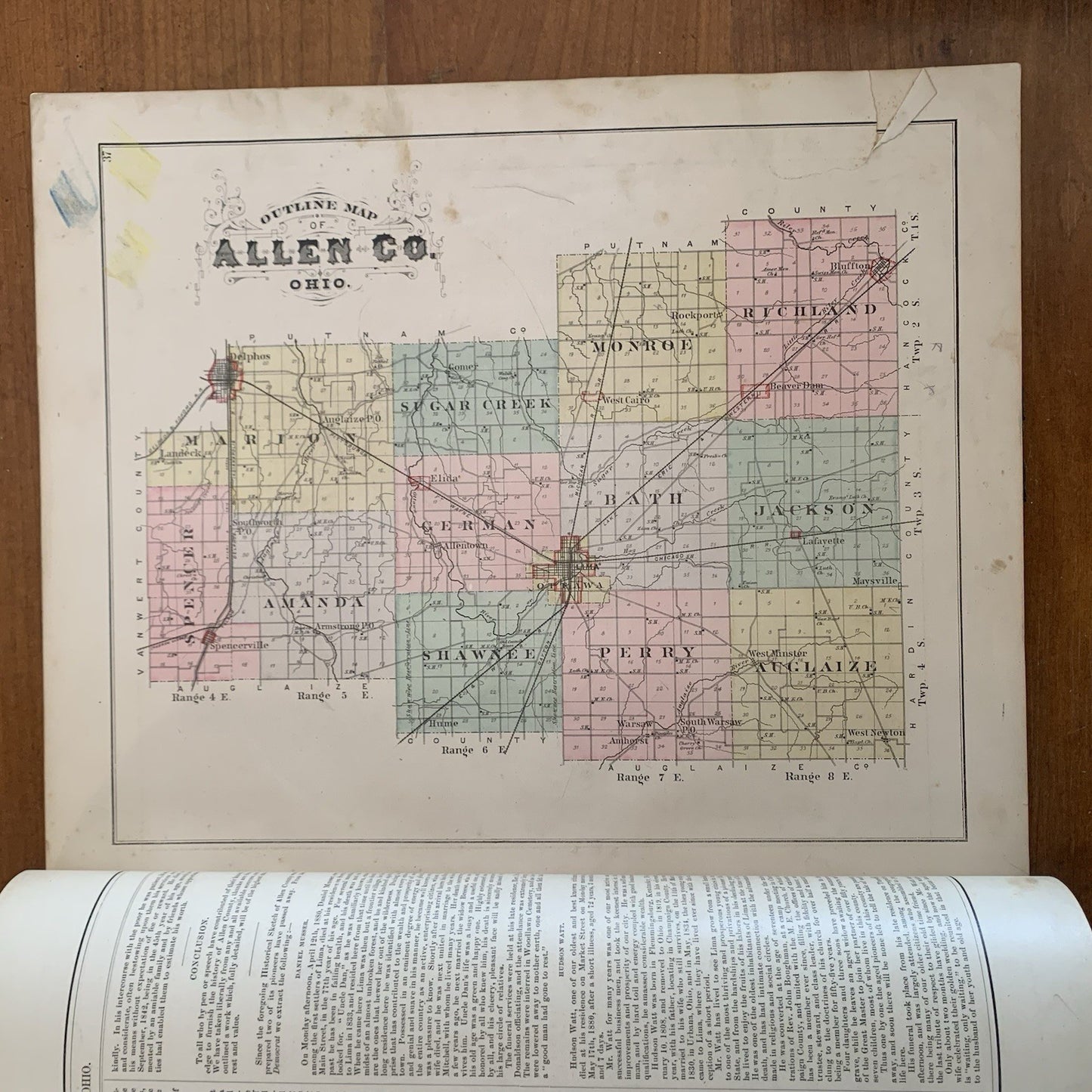1880 Atlas of Allen County Ohio / Views Maps United States Lima