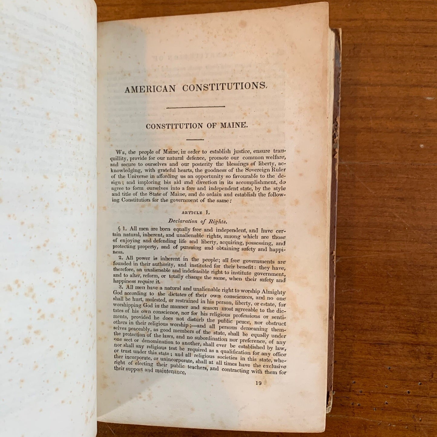 1839 The Americans Guide / Constitutions / Declaration Independence Articles