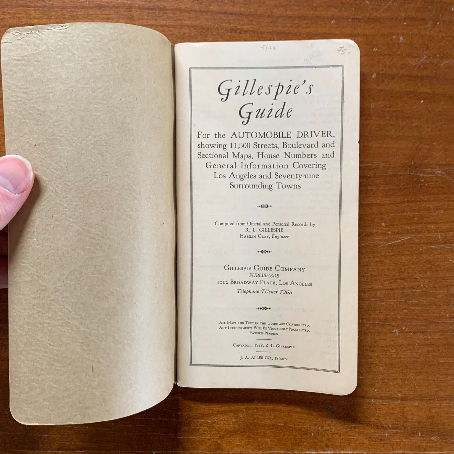1929 Gillespie's Guide and Atlas of Los Angeles