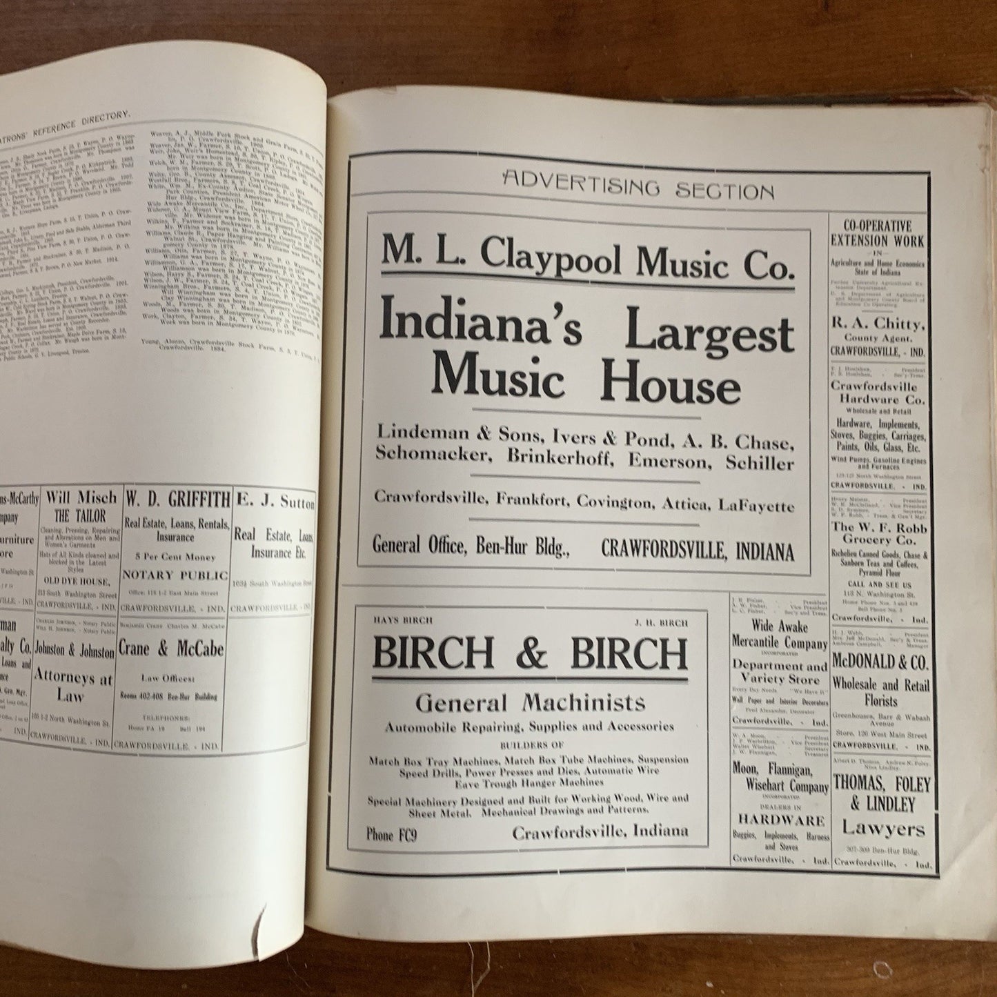 1917 Standard Atlas of Montgomery County, Indiana / Plat Book Map United States