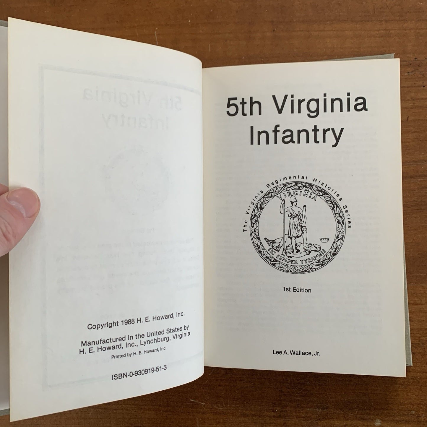 5th Virginia Infantry by Lee A. Wallace Jr. Signed 1st Edition 1988