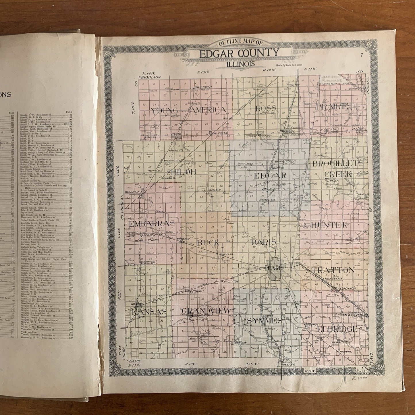 1910 Standard Atlas of Edgar County Illinois Maps Plat Book Directory VERY GOOD