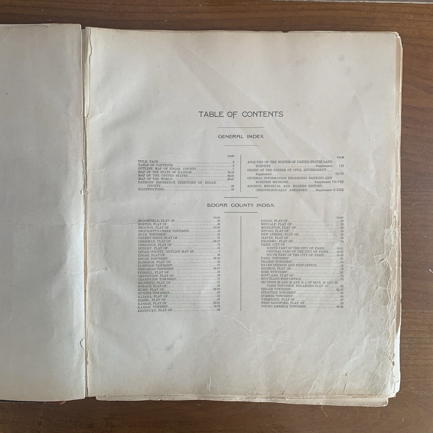1910 Standard Atlas of Edgar County Illinois / Maps Plat Book Directory