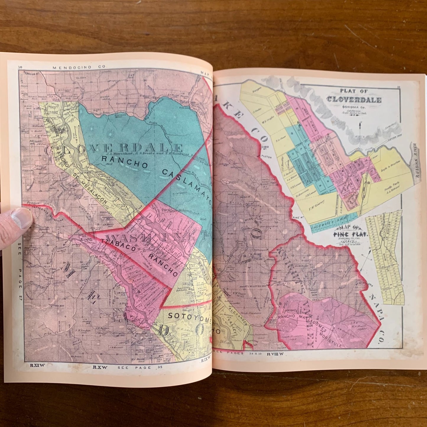1877 Historical Atlas Map of Sonoma County, California / Facsimile