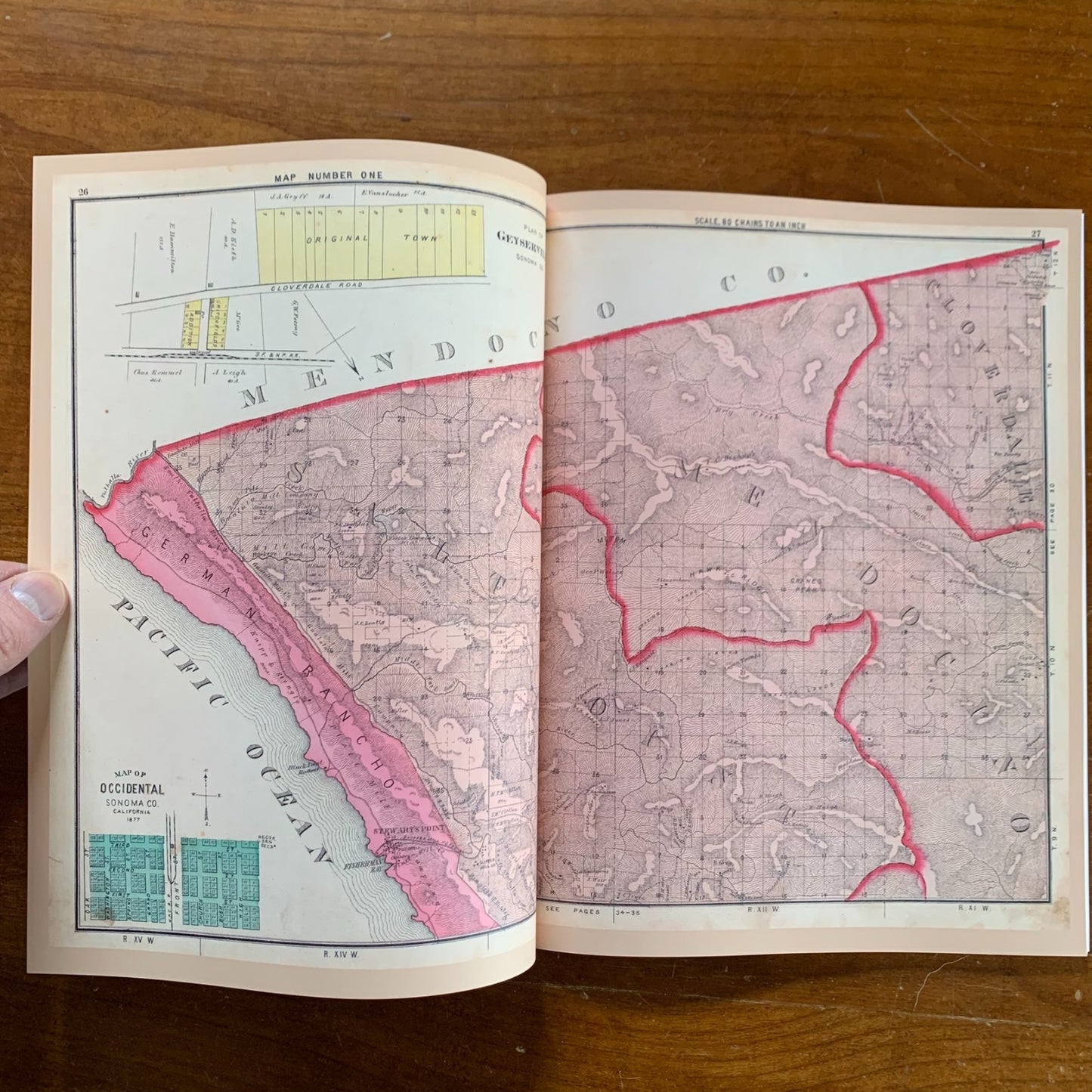 1877 Historical Atlas Map of Sonoma County, California / Facsimile