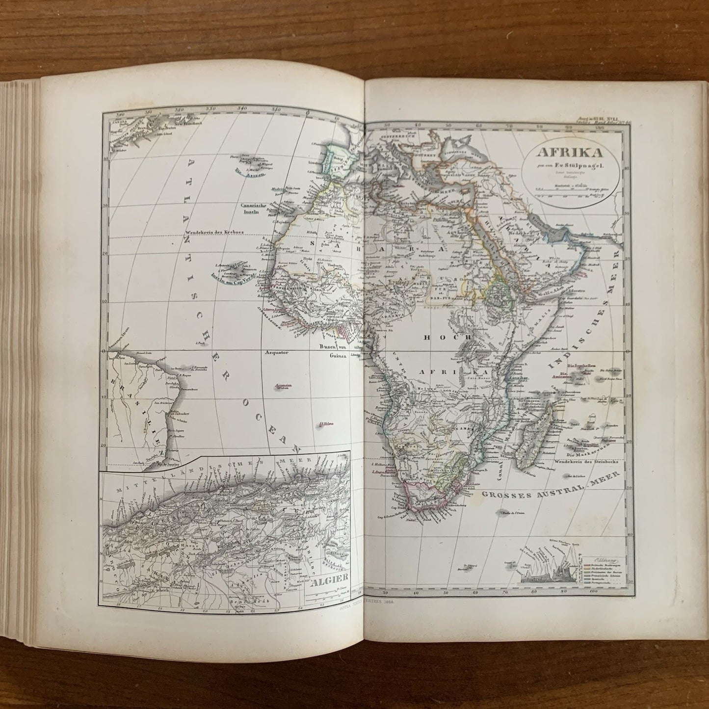 1869 Adolf Stieler's Hand Atlas of the Earth on All Parts of the World 84 Plates