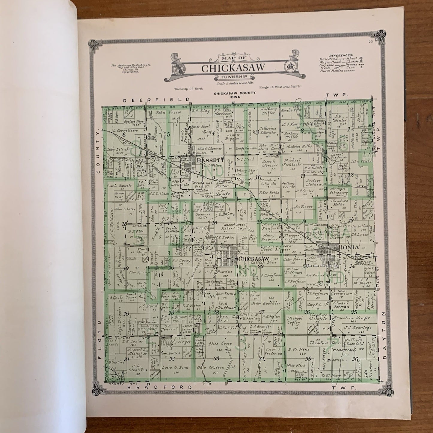 1915 Standard Atlas of Chickasaw County Iowa / Maps Untied States Plat Book