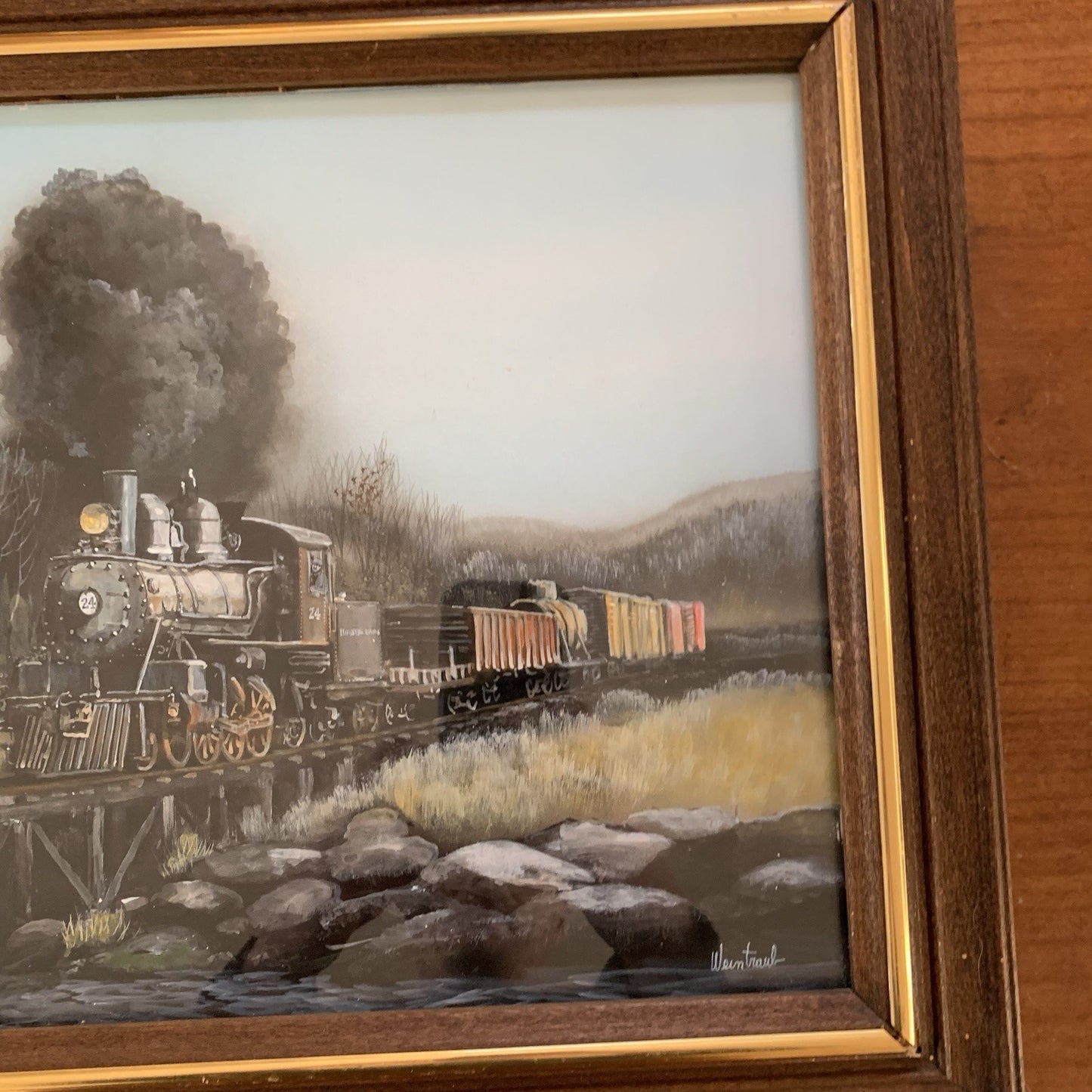 Railroad Locomotive Train on Bridge Painting by Herbert Weintraub