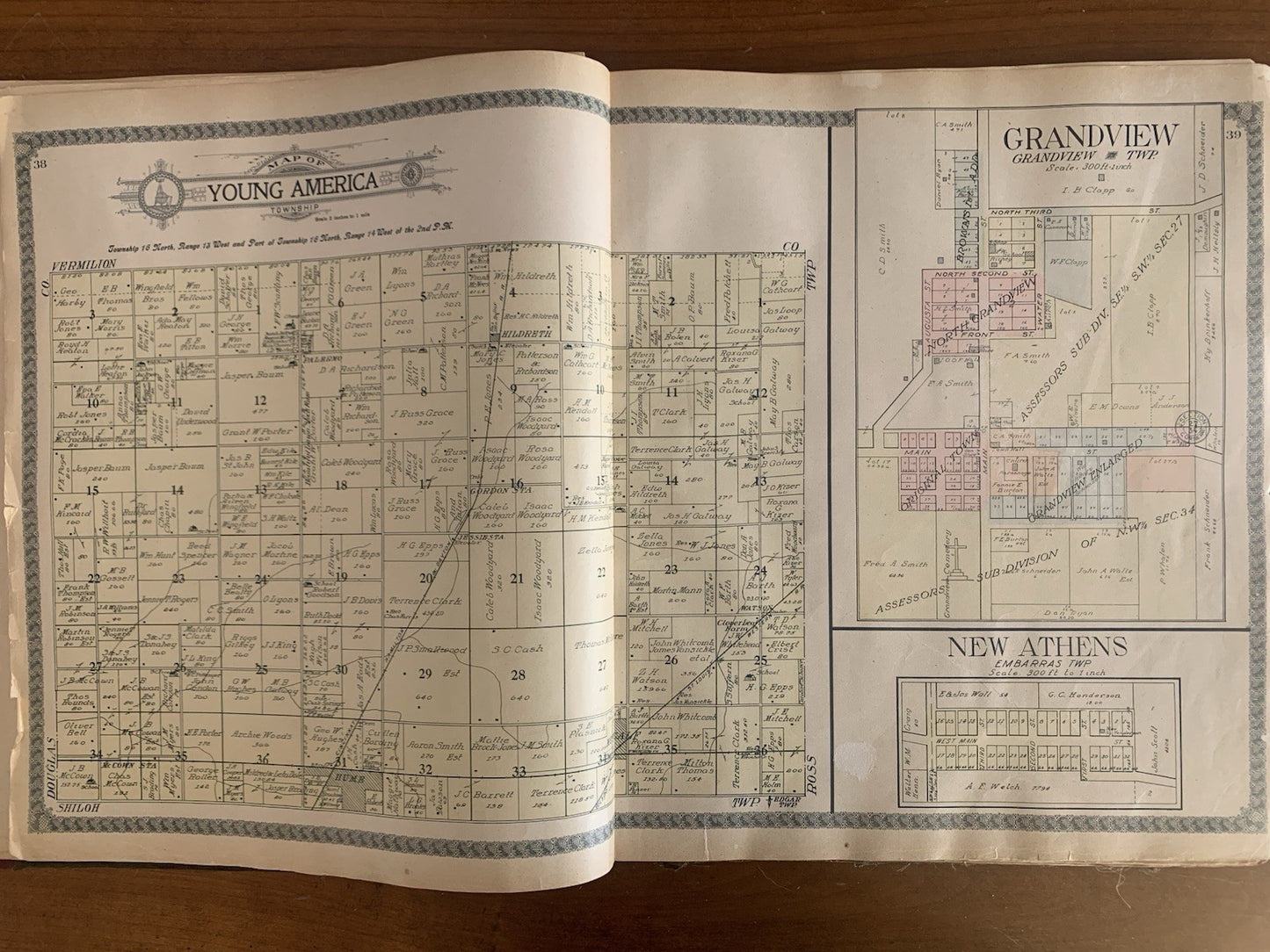 1910 Standard Atlas of Edgar County Illinois / Maps Plat Book Directory