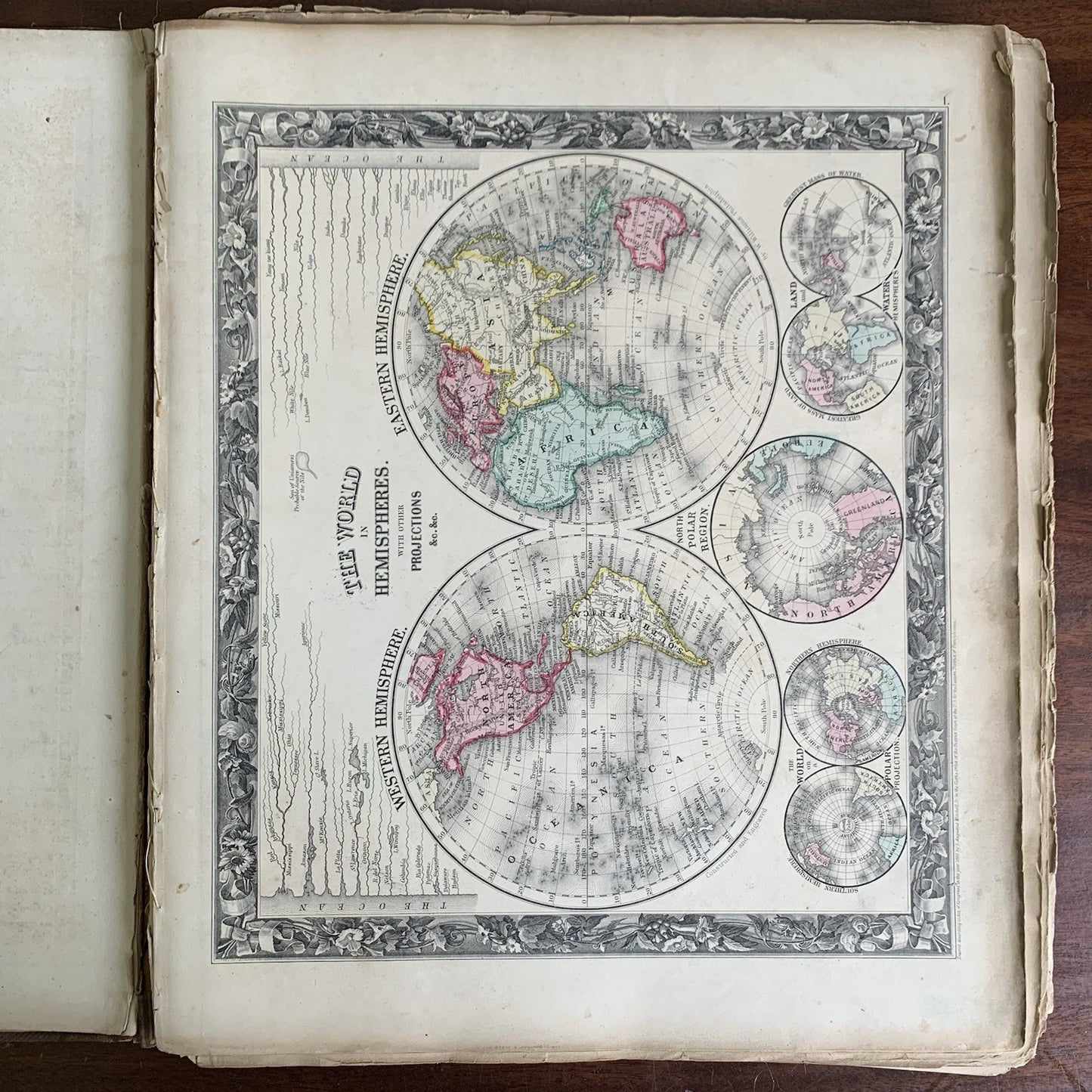 1861 Mitchells New General Atlas / Maps World United States Hand Colored VG