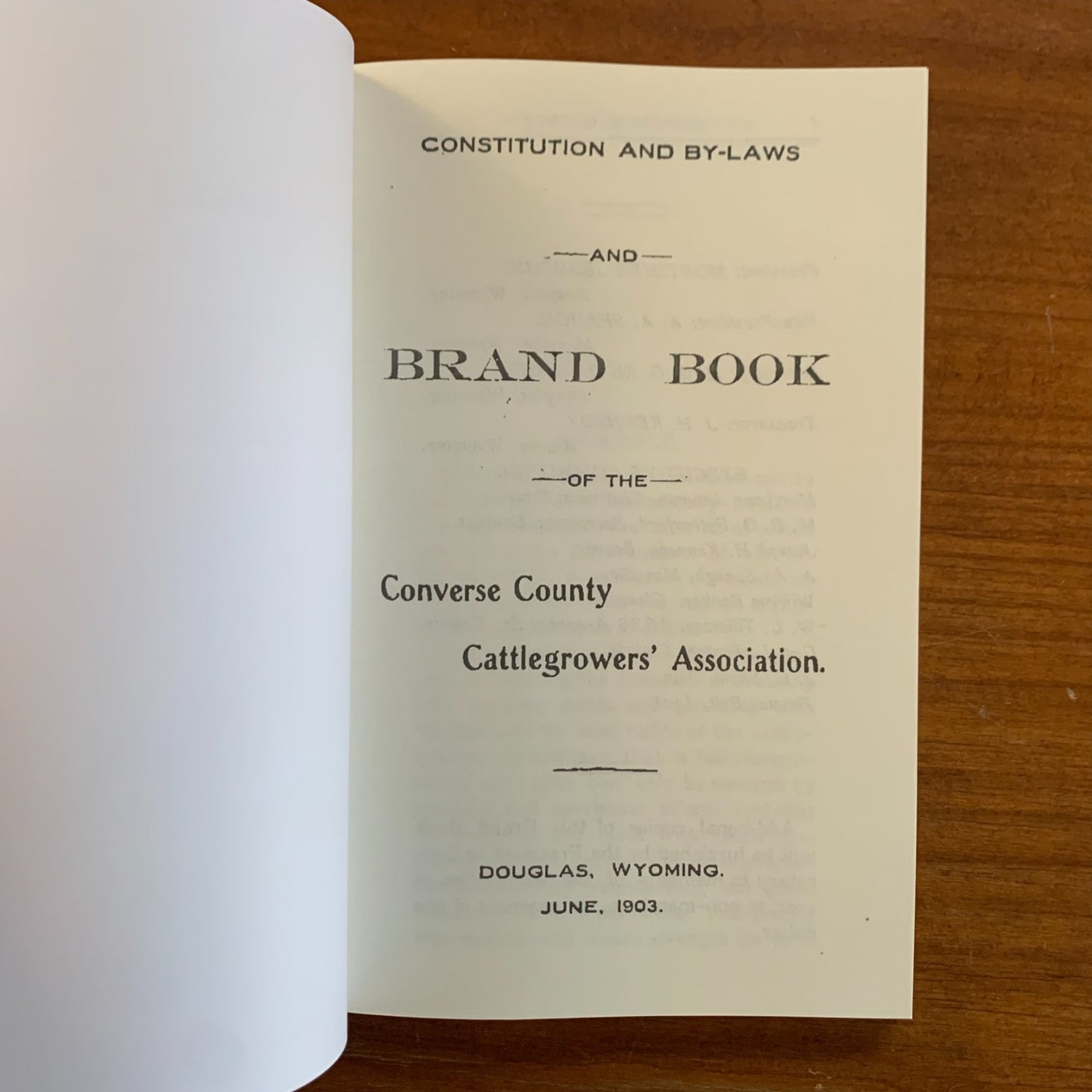 1903 Brand Book of the Converse County, Wyoming Cattlegrowers' Association