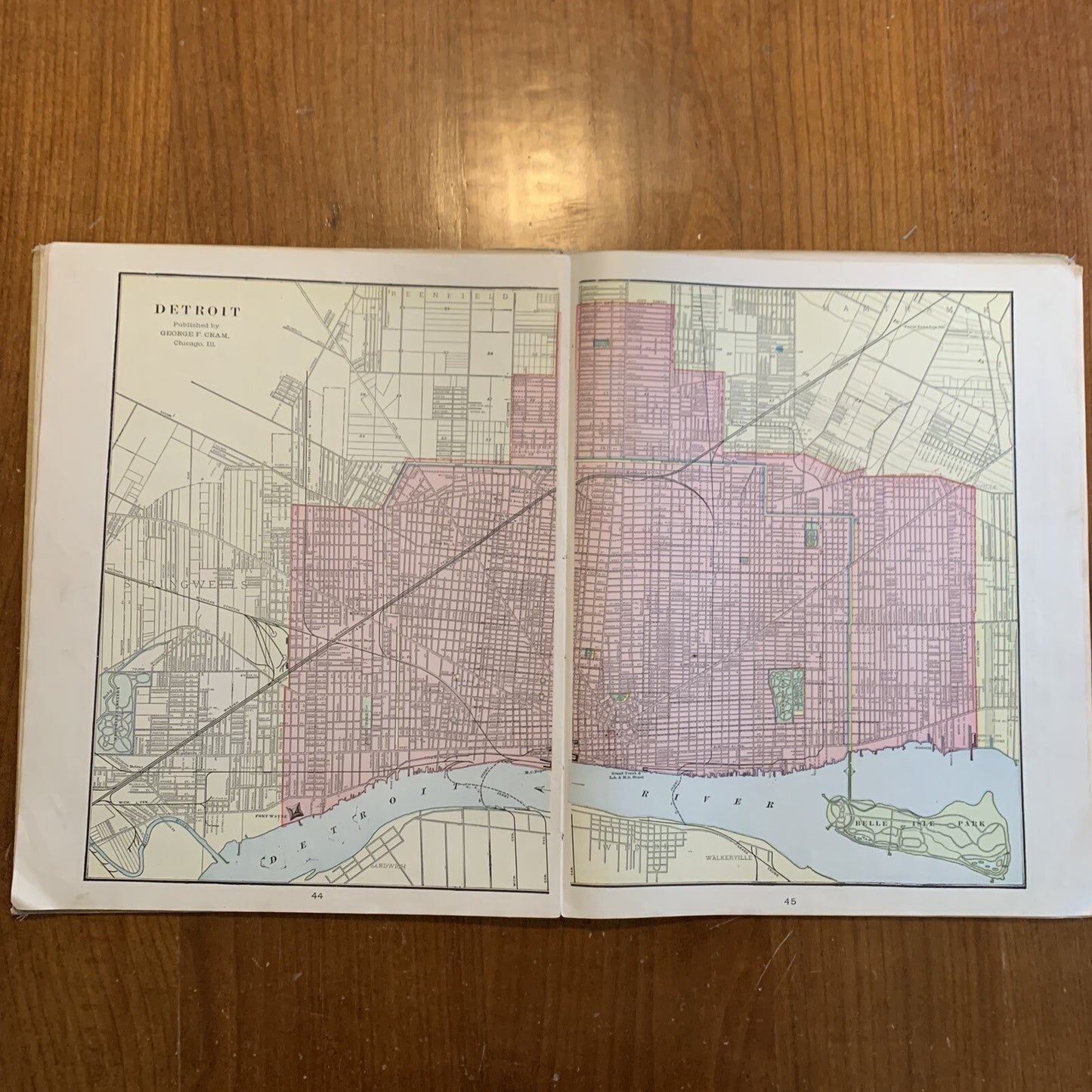 1904 Cram's Superior Reference Atlas Michigan and the World 1st Ed Atlas Detroit