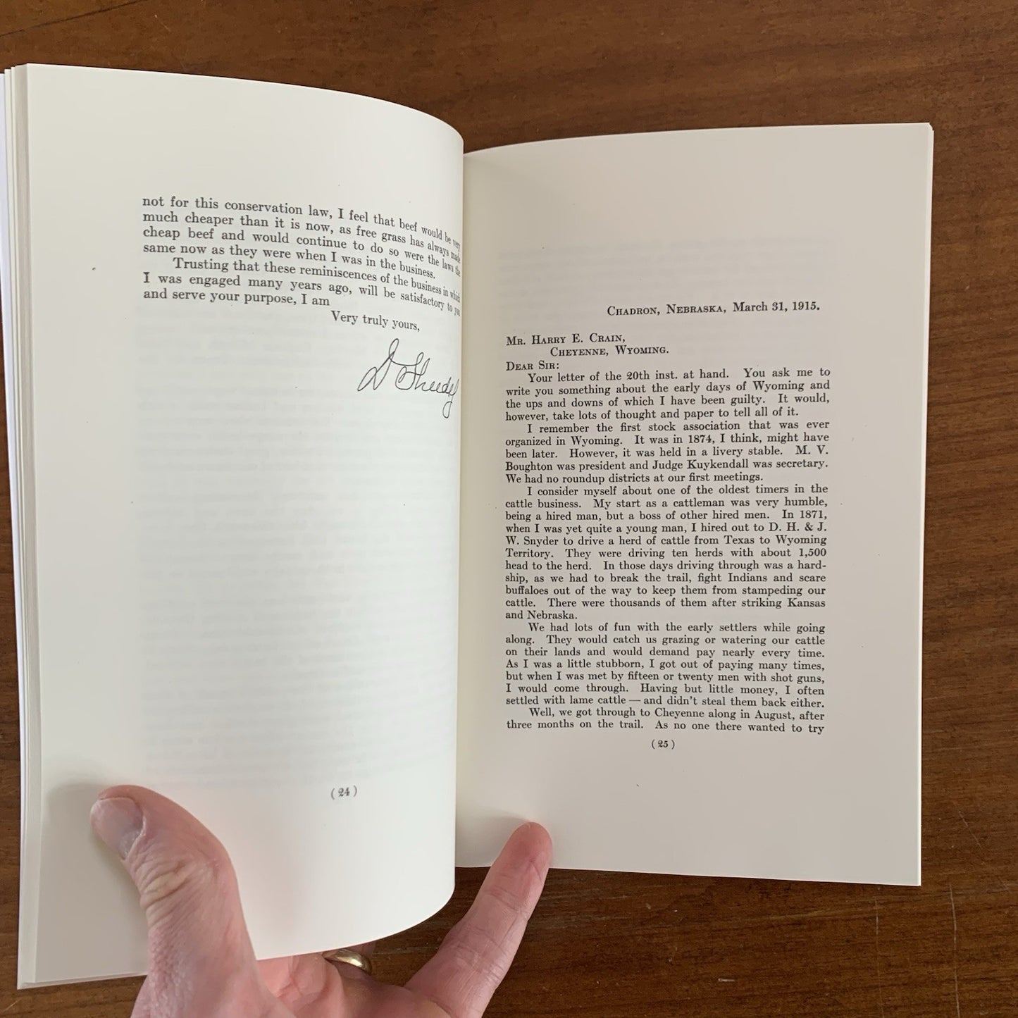 Letters from Old Friends and Members of the Wyoming Stock Growers Association