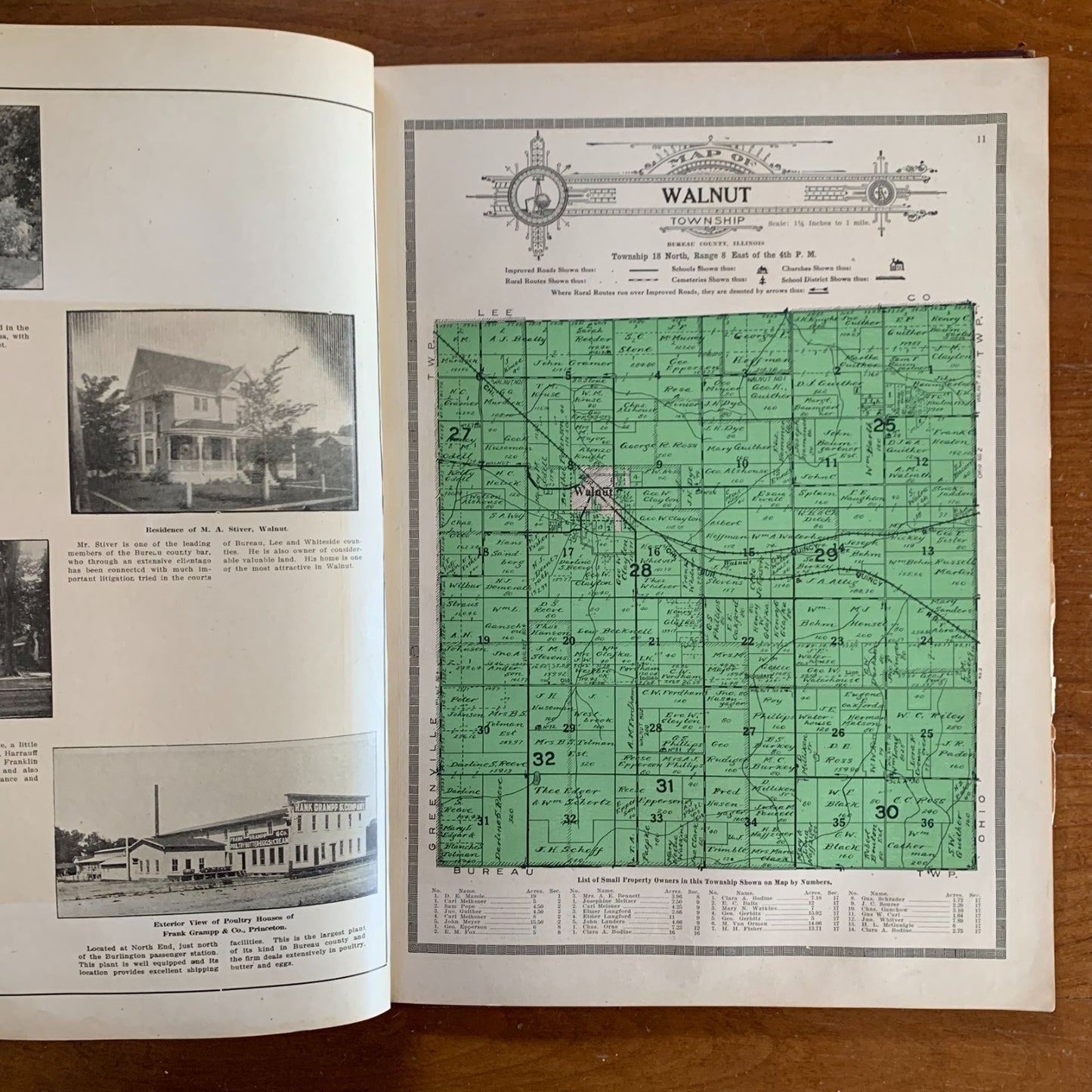 1916 Bureau County Illinois Standard Atlas Plat Book Princeton Spring Valley Map
