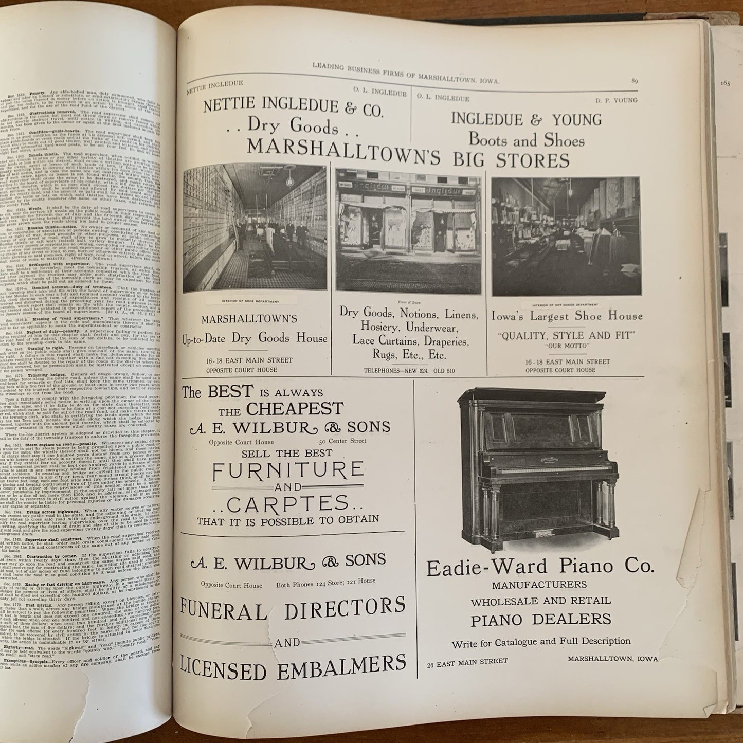1907 Atlas of Marshall County Iowa / Plat Book Maps United States