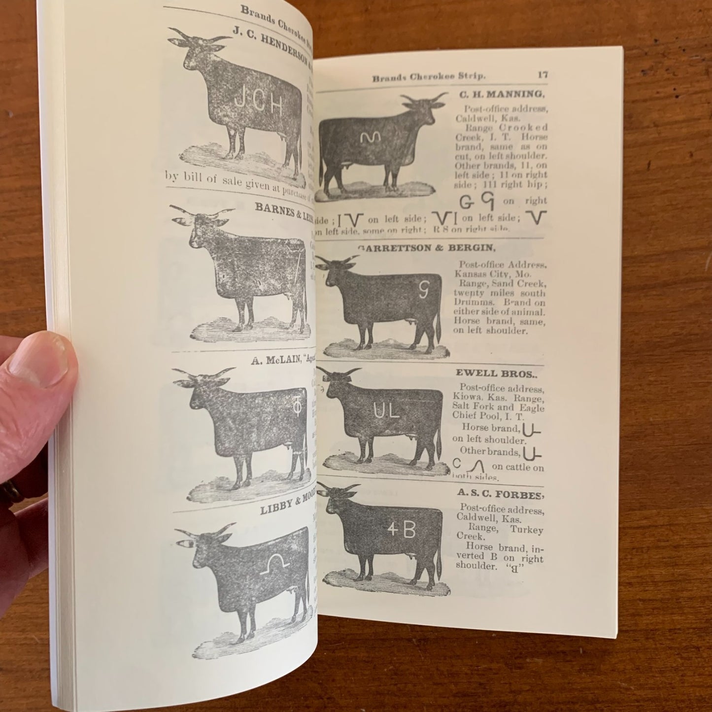 1882 Brand Book Cherokee Strip Southwestern Cattle-Growers' Assoc. / Facsimile