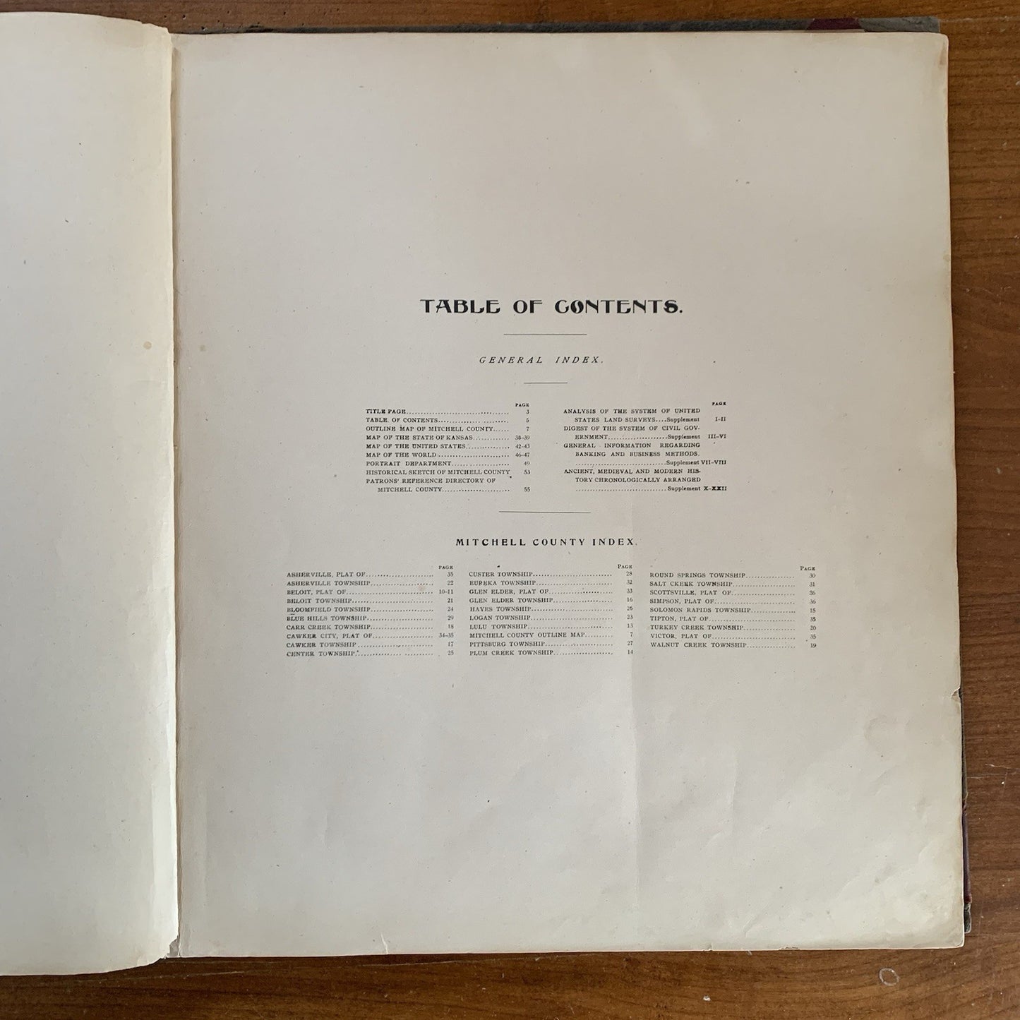 1902 Standard Atlas of Mitchell County Kansas / Plat Map Book