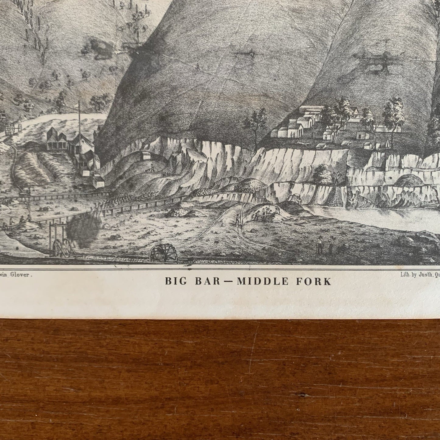 1851 Big Bar - Middle Fork Lithograph by Justh, Quirot & Co. California