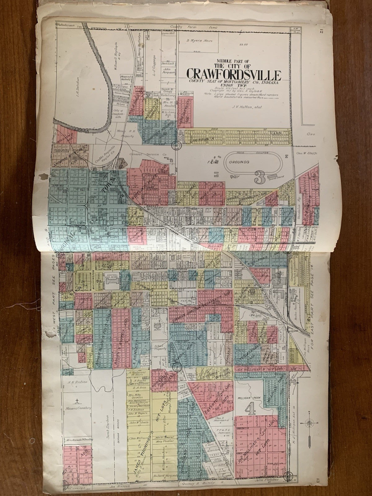 1917 Standard Atlas of Montgomery County, Indiana / Plat Book Map United States
