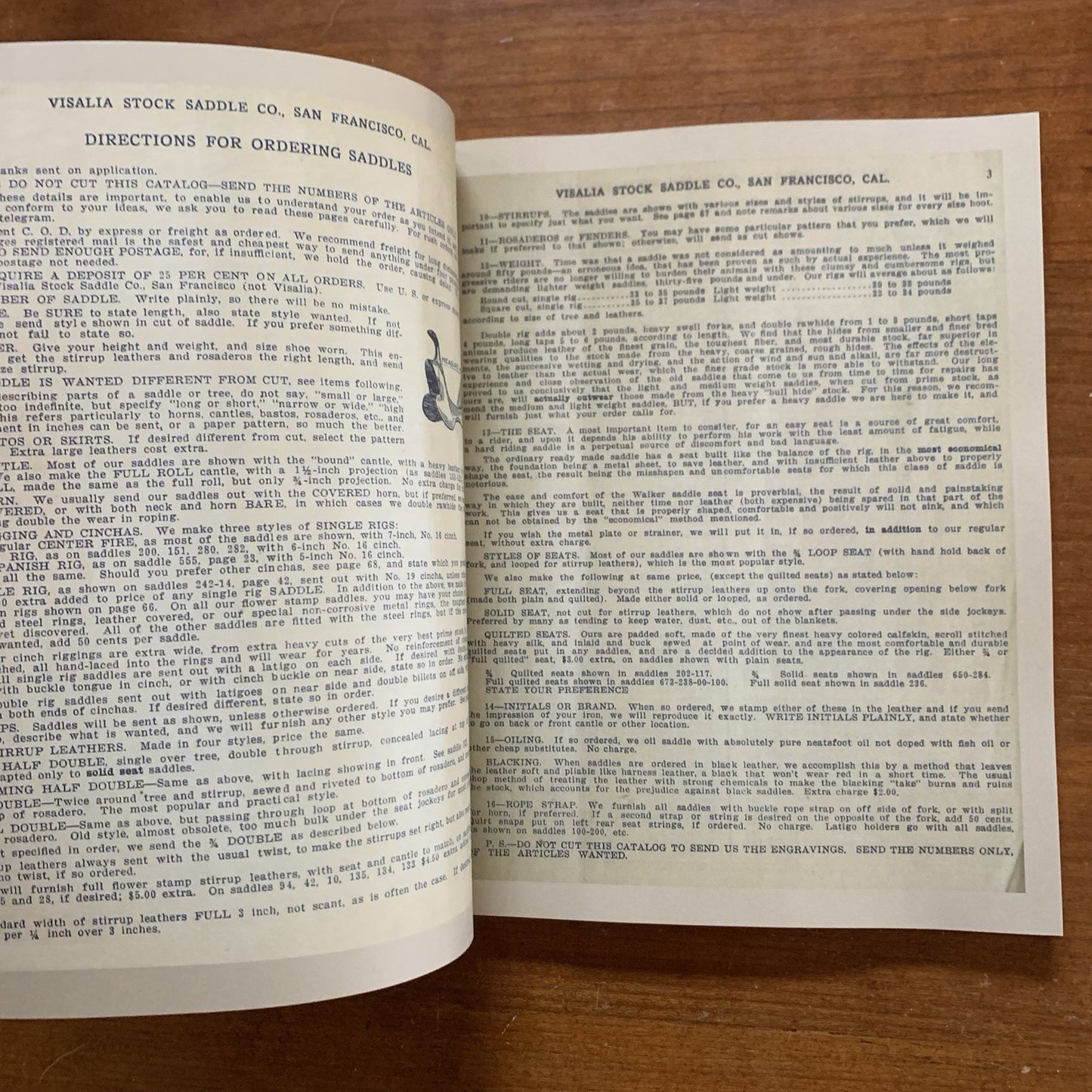 1911 Visalia Stock Saddle Co. Catalogue catalog No.17 Horse Tack FACSIMILE