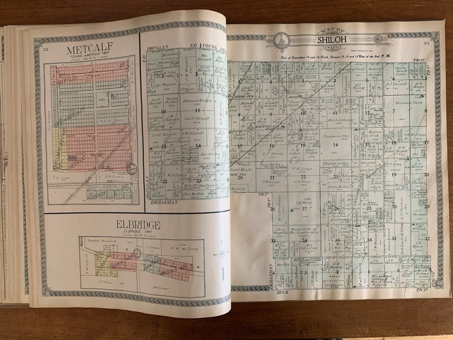 1910 Standard Atlas of Edgar County Illinois Maps Plat Book Directory VERY GOOD