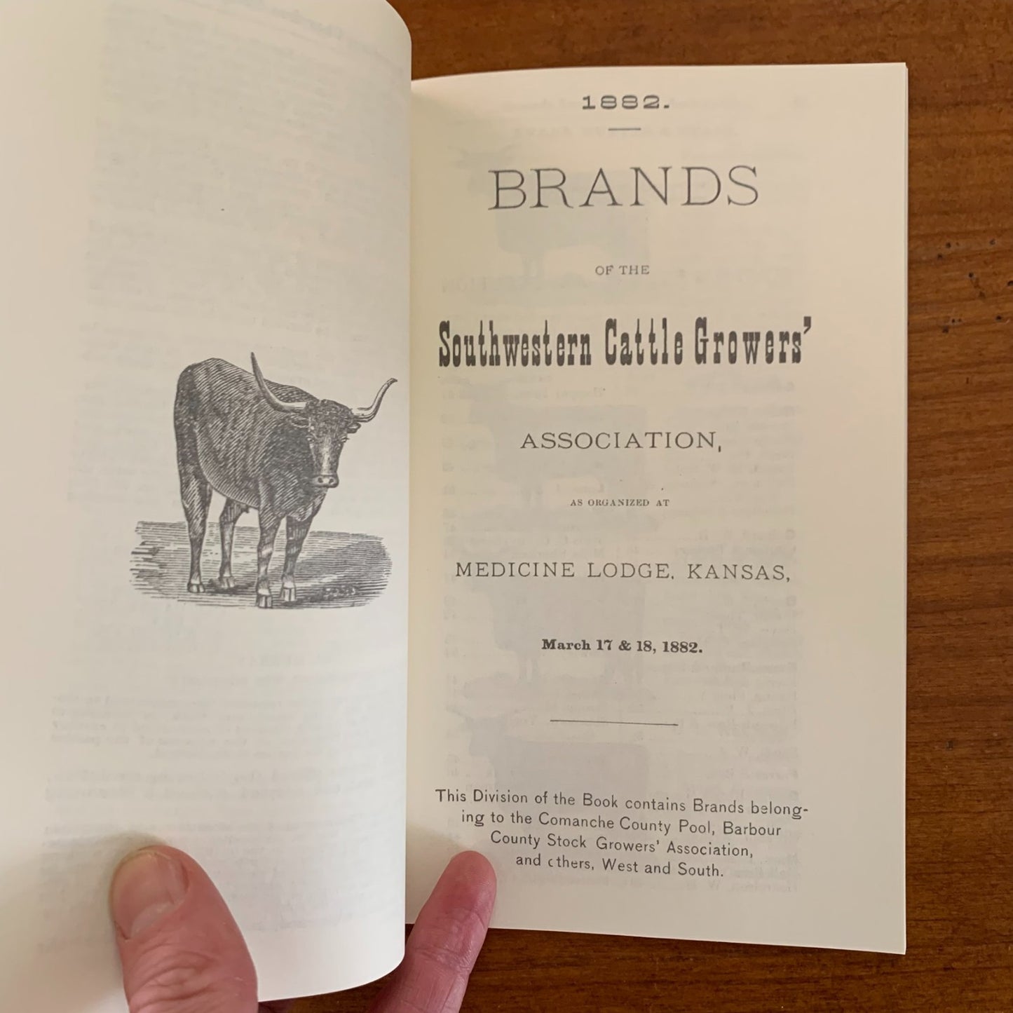 1882 Brand Book Cherokee Strip Southwestern Cattle-Growers' Assoc. / Facsimile