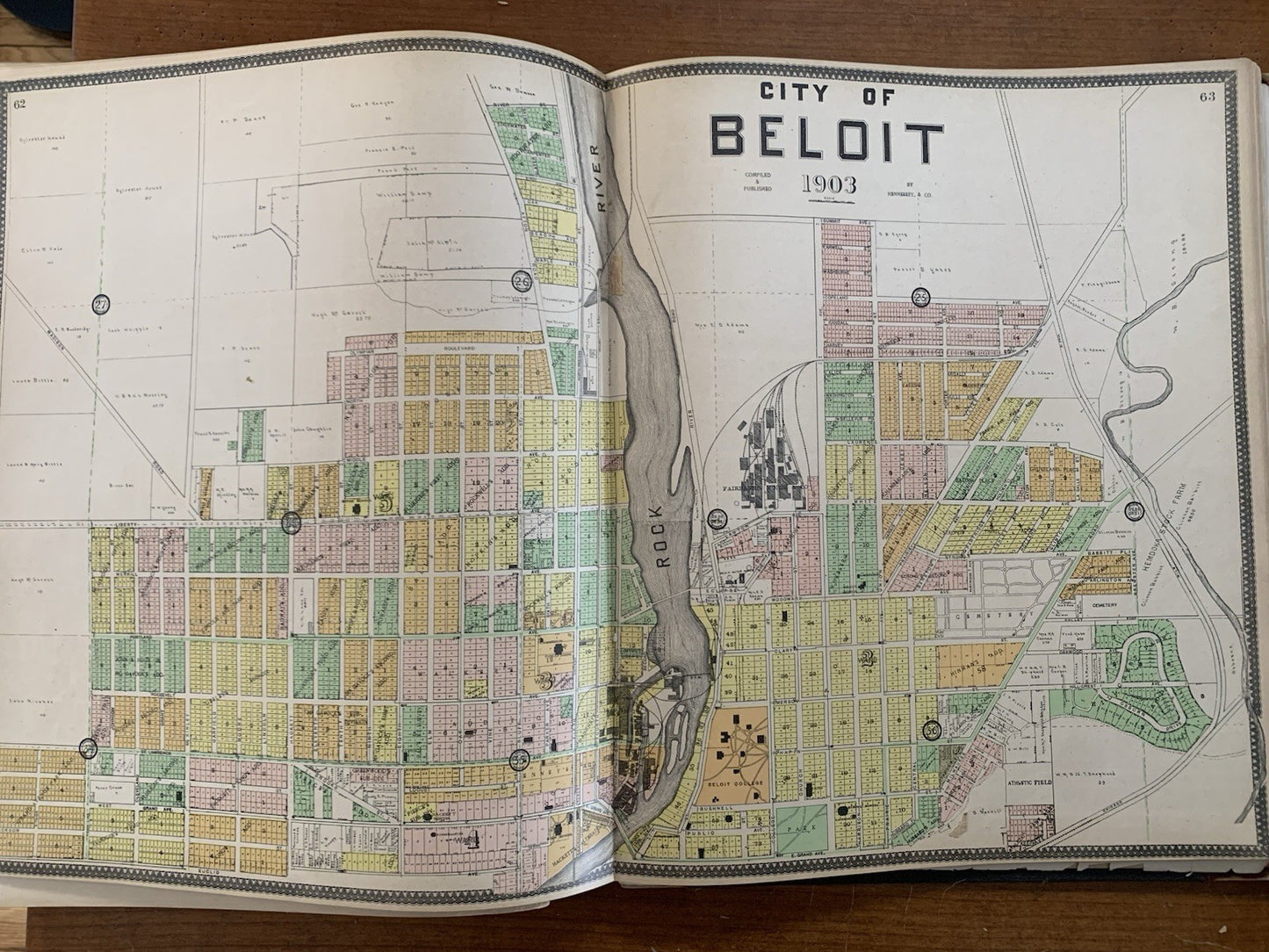 1904 Plat Book of Rock County Wisconsin / Atlas Janesville Beloit Maps