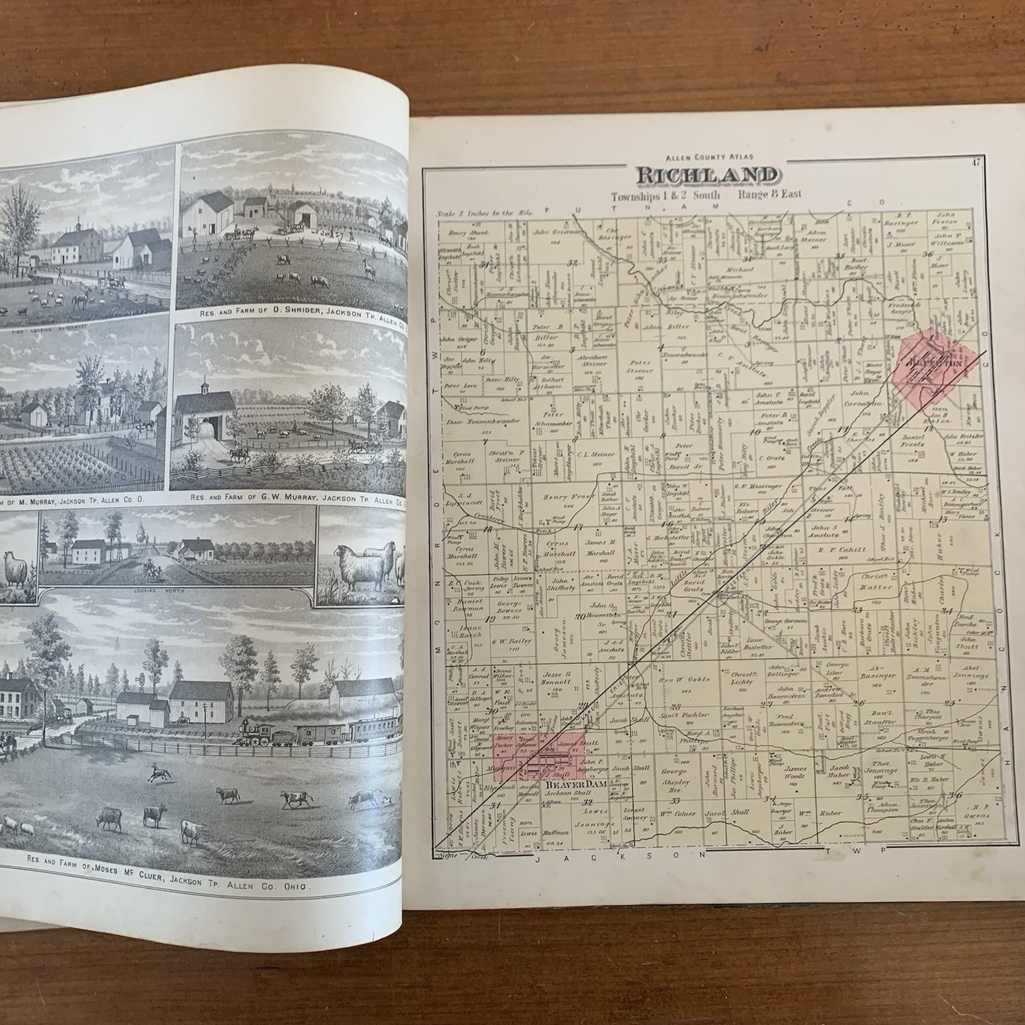 1880 Atlas of Allen County Ohio / Views Maps United States Lima