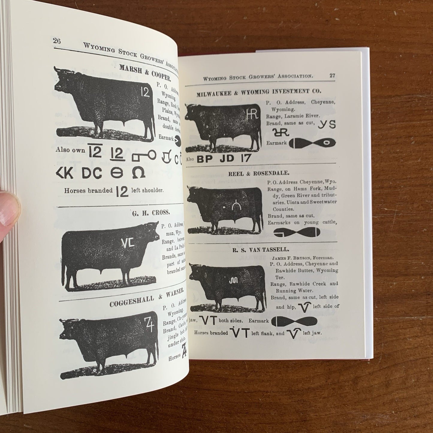 1882 Cattle Brands Owned By Members Of The Wyoming Stock Growers Assoc HARDCOVER