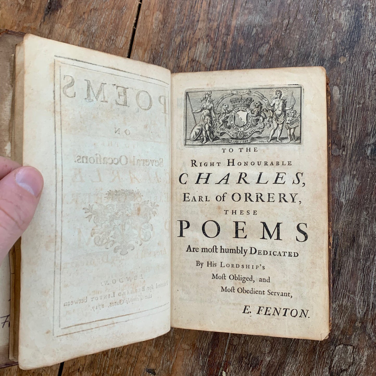 Fenton's Poems on Several Occasions 1717 Lintot Leather Very Good