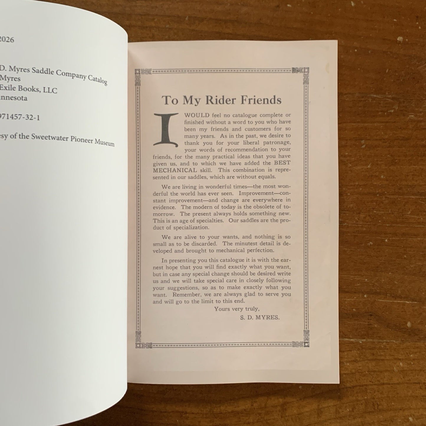 S. D. Myres Saddle Company Catalog, 1916 / Facsimile
