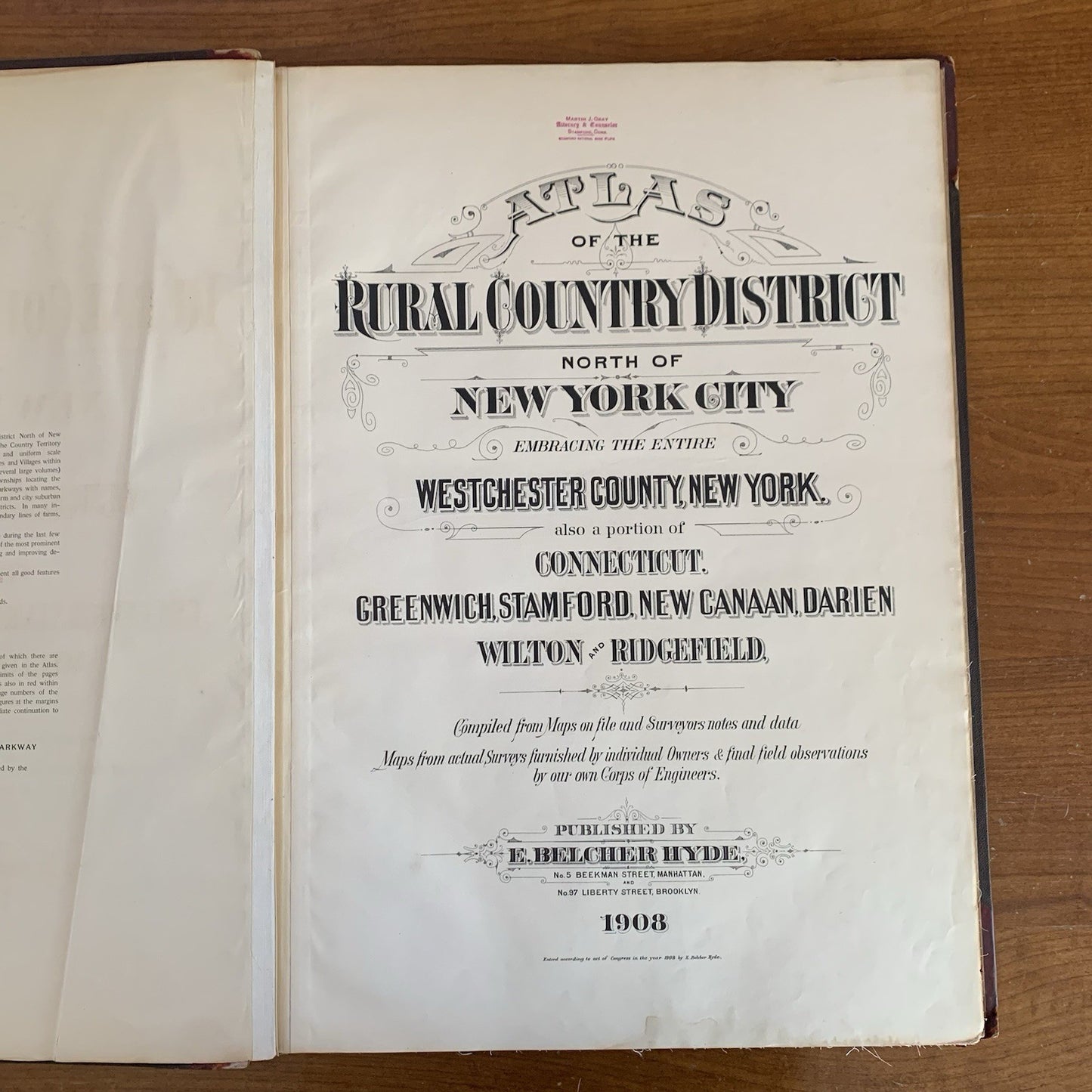1908 Atlas of the Rural Country District North of New York City Connecticut