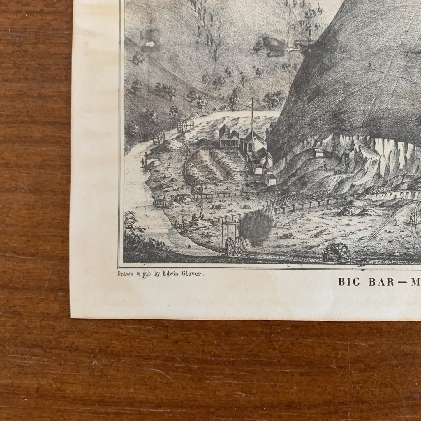 1851 Big Bar - Middle Fork Lithograph by Justh, Quirot & Co. California