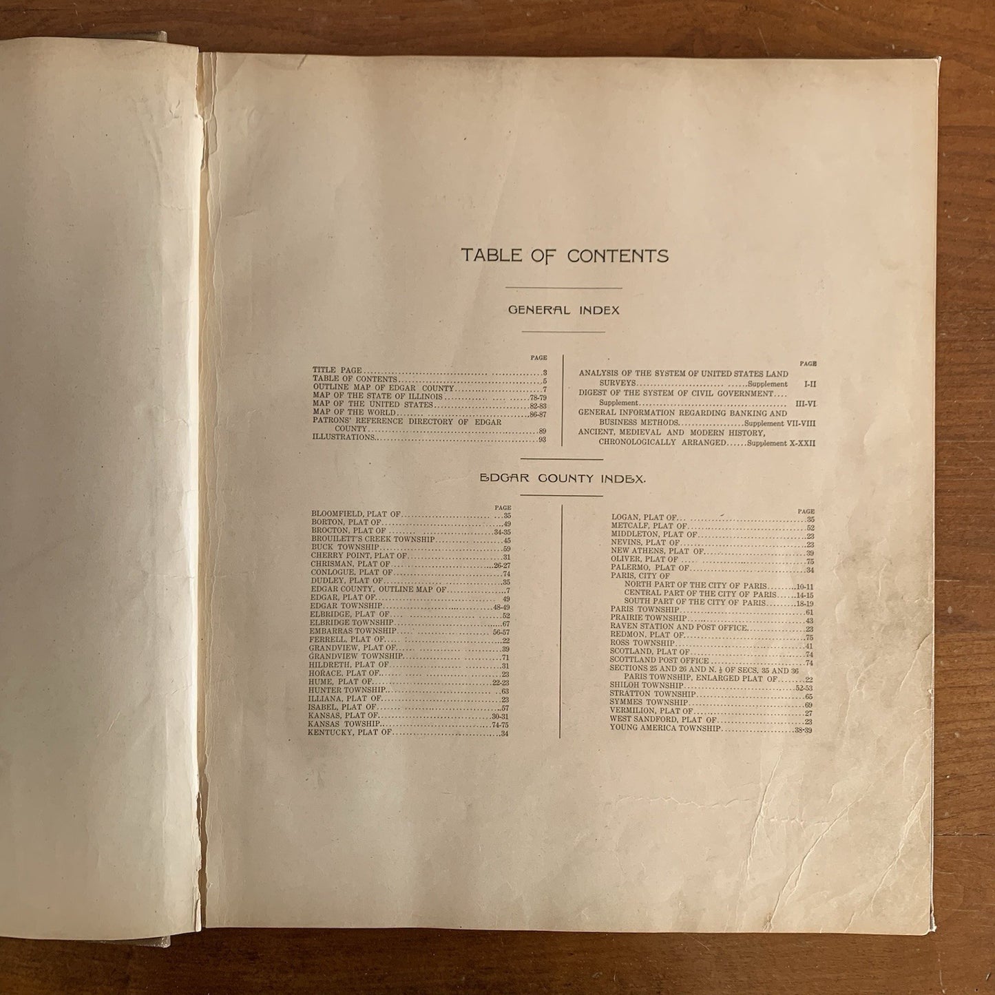 1910 Standard Atlas of Edgar County Illinois Maps Plat Book Directory VERY GOOD
