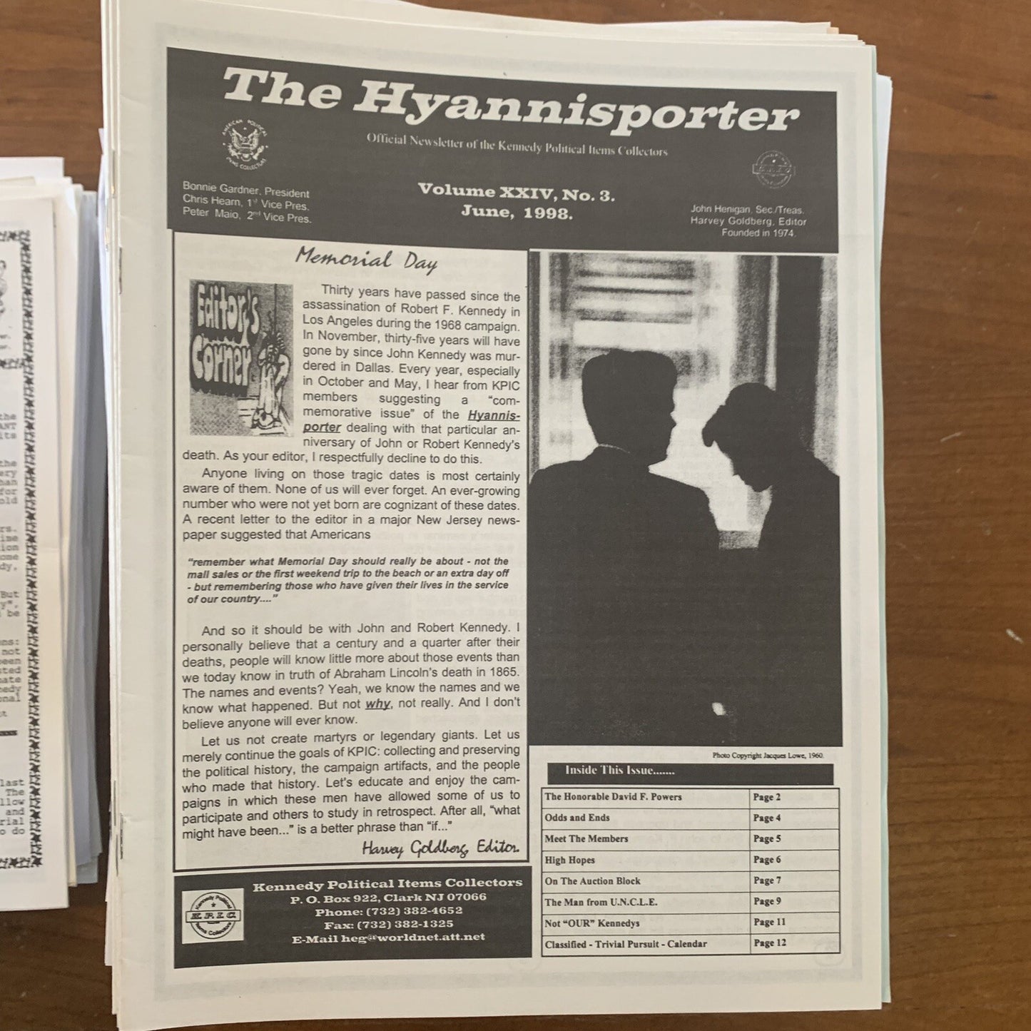 The Hyannisporter Official Newsletter of Kennedy Political Items 1992 - 2024 JFK