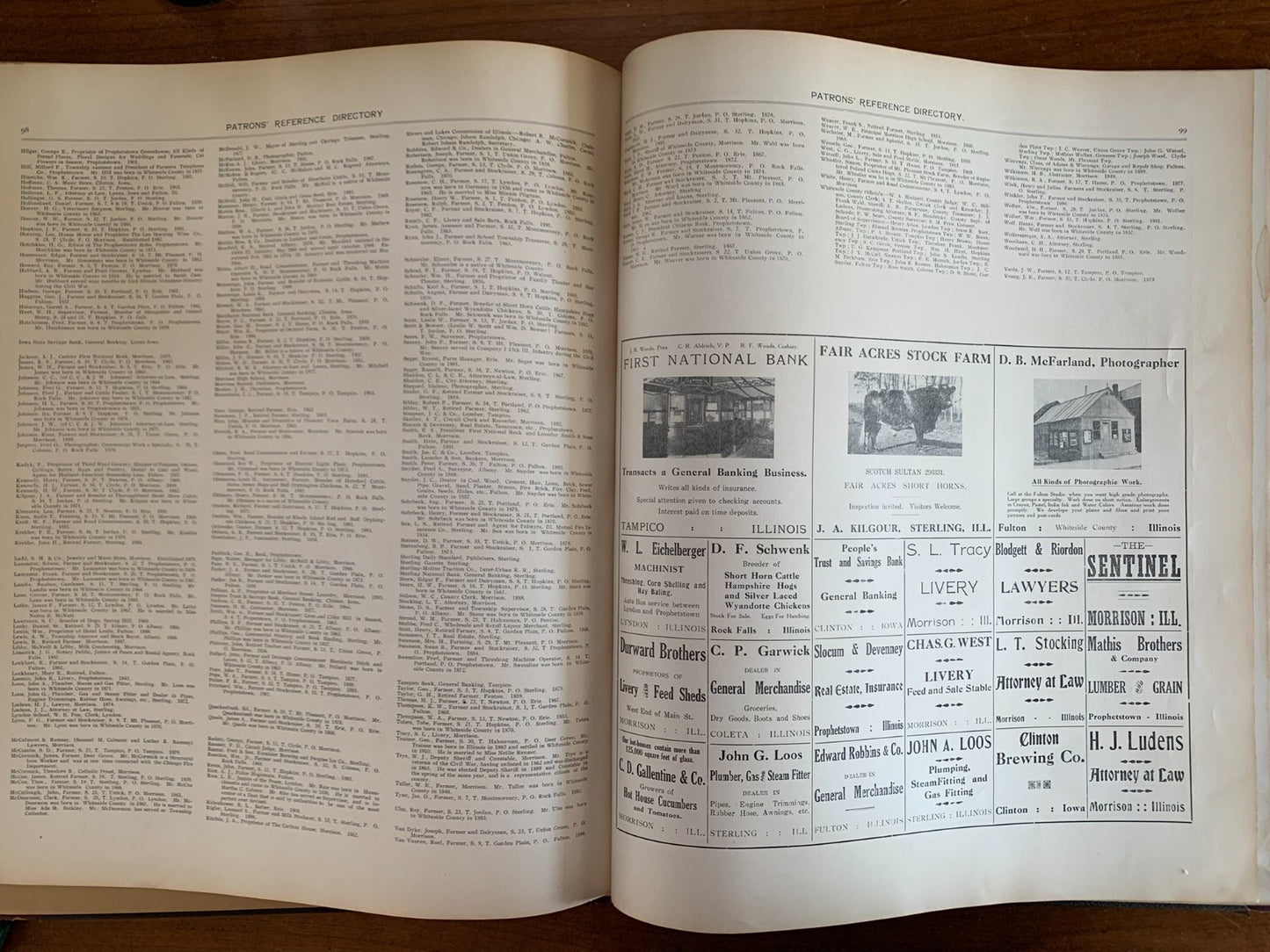 1912 Standard Atlas of Whiteside County, Illinois Sterling Rock Falls Fulton