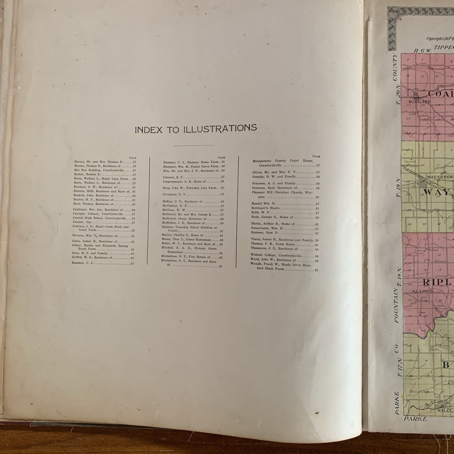 1917 Standard Atlas of Montgomery County, Indiana / Plat Book Map United States