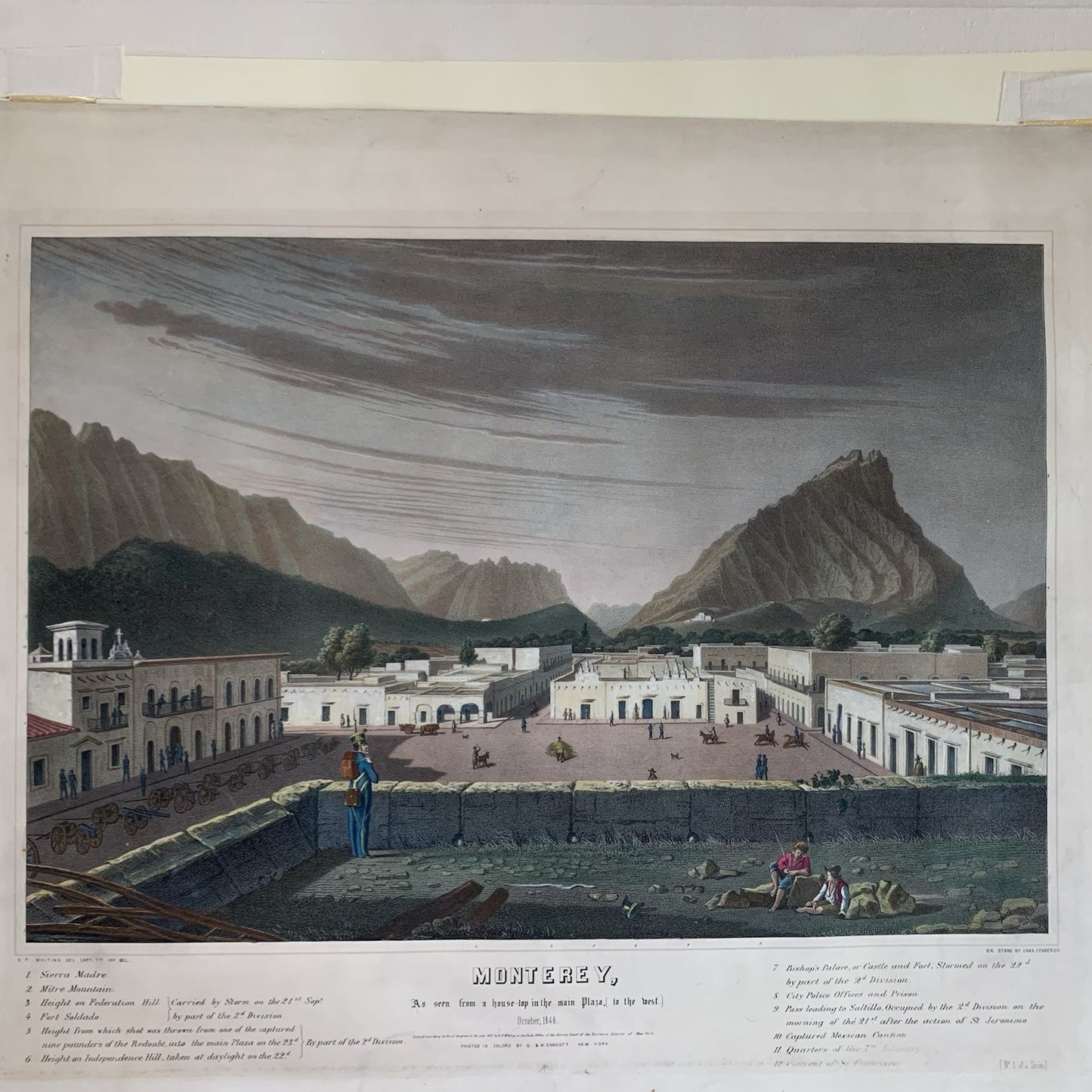 2x Original Lithographs from Capt. Daniel Power Whiting's Army Portfolio / 1847