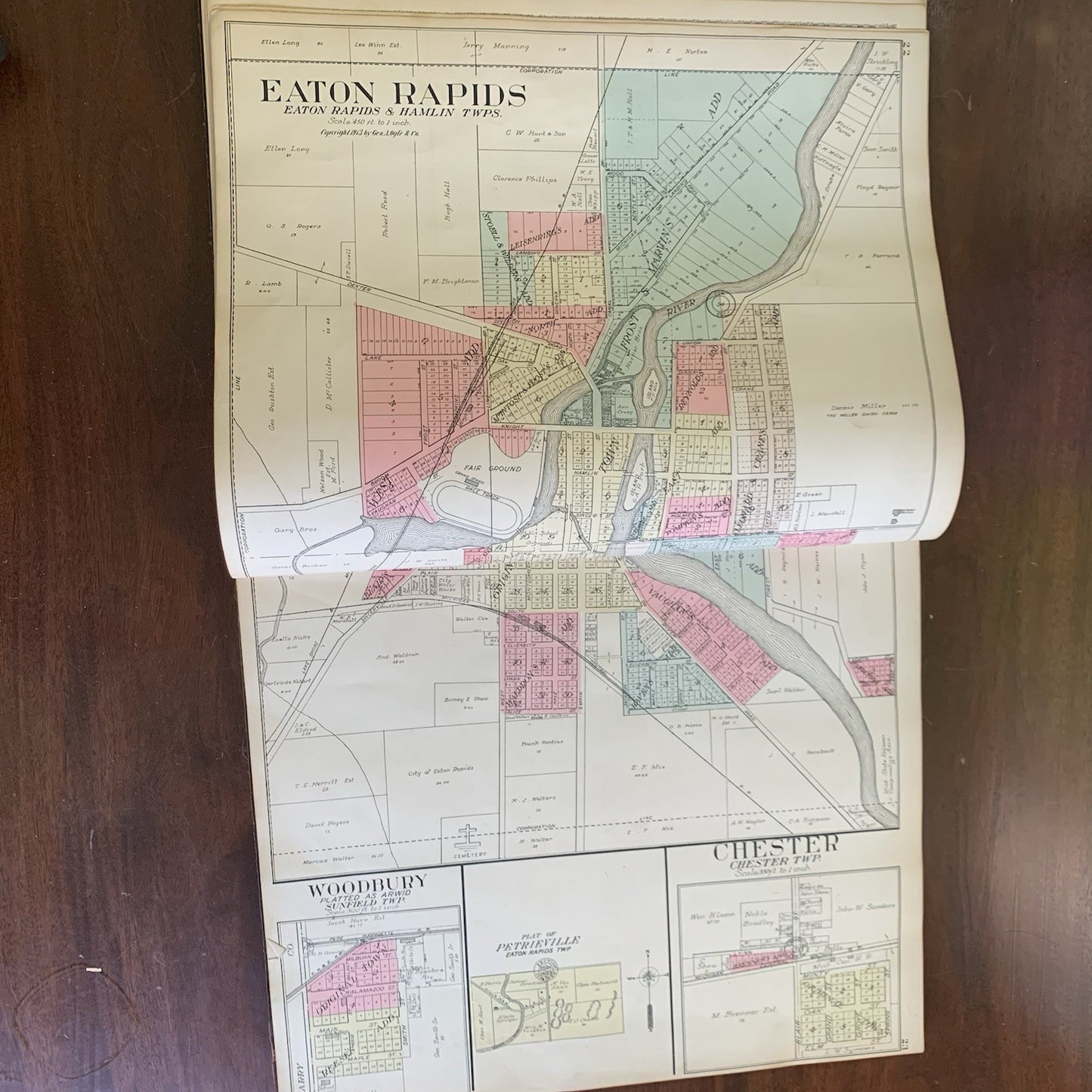 1913 Standard Atlas of Eaton County Michigan / Directory Ads Map