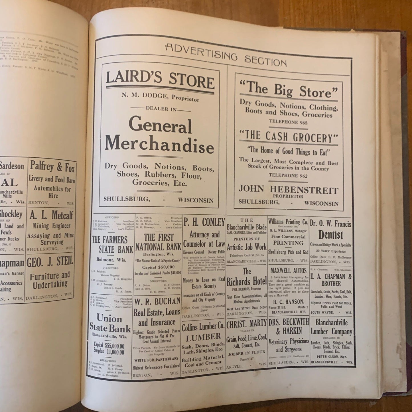 1916 Standard Atlas of Lafayette County Wisconsin Plat Book Ogle