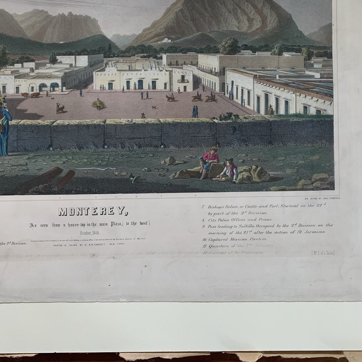2x Original Lithographs from Capt. Daniel Power Whiting's Army Portfolio / 1847