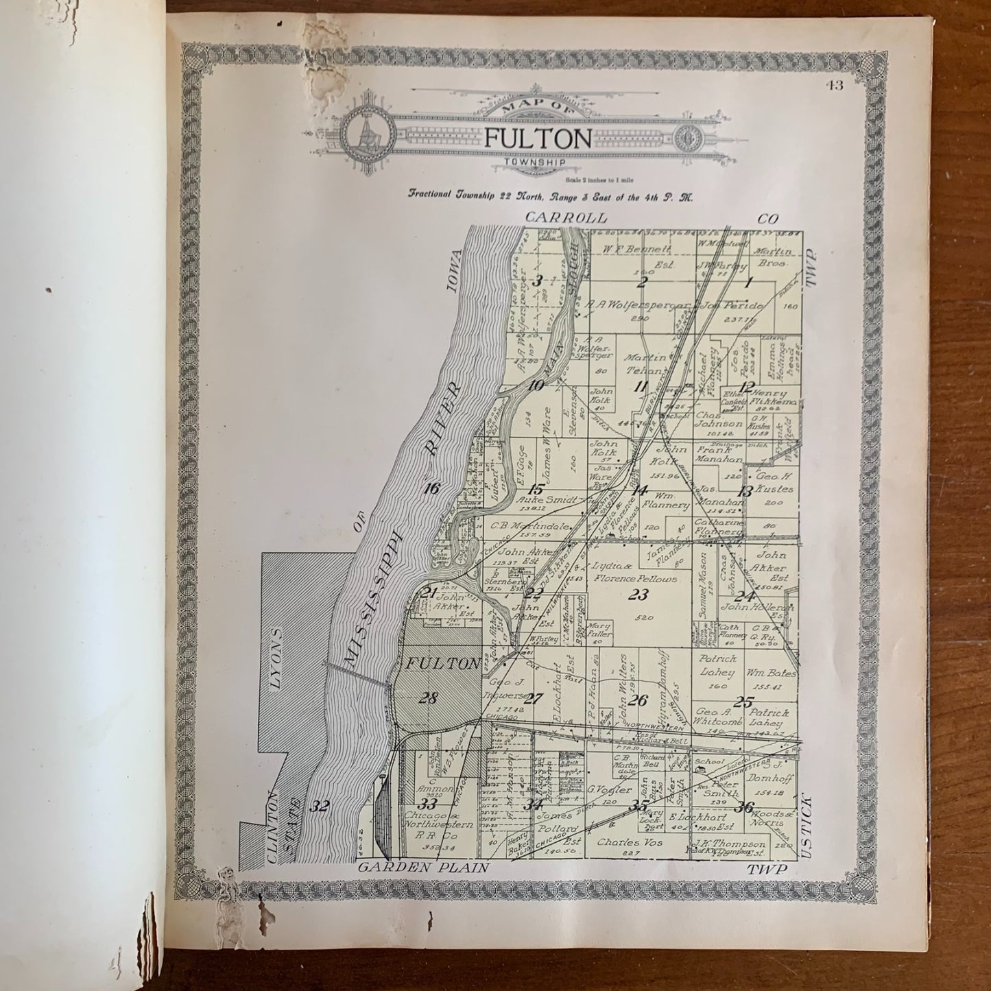 1912 Standard Atlas of Whiteside County, Illinois Sterling Rock Falls Fulton