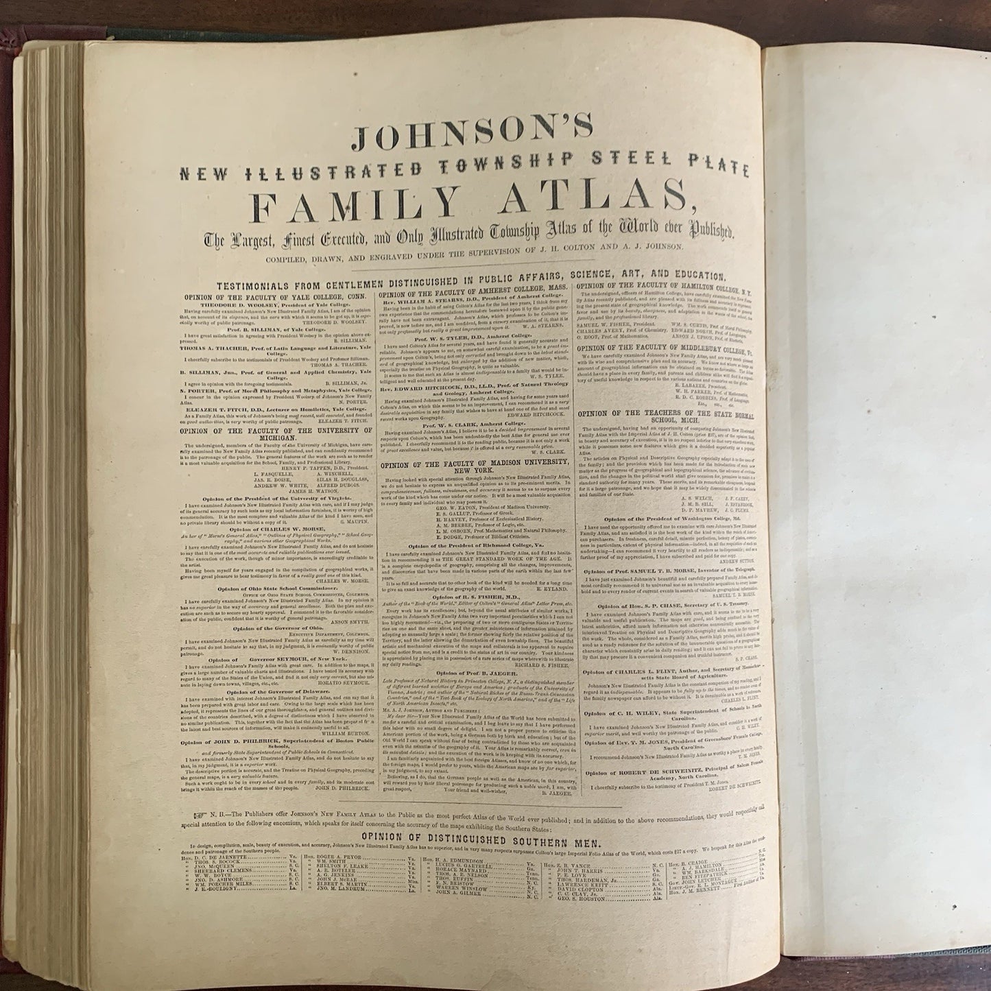 1865 Johnsons New Illustrated Family Atlas / Maps United States Civil War
