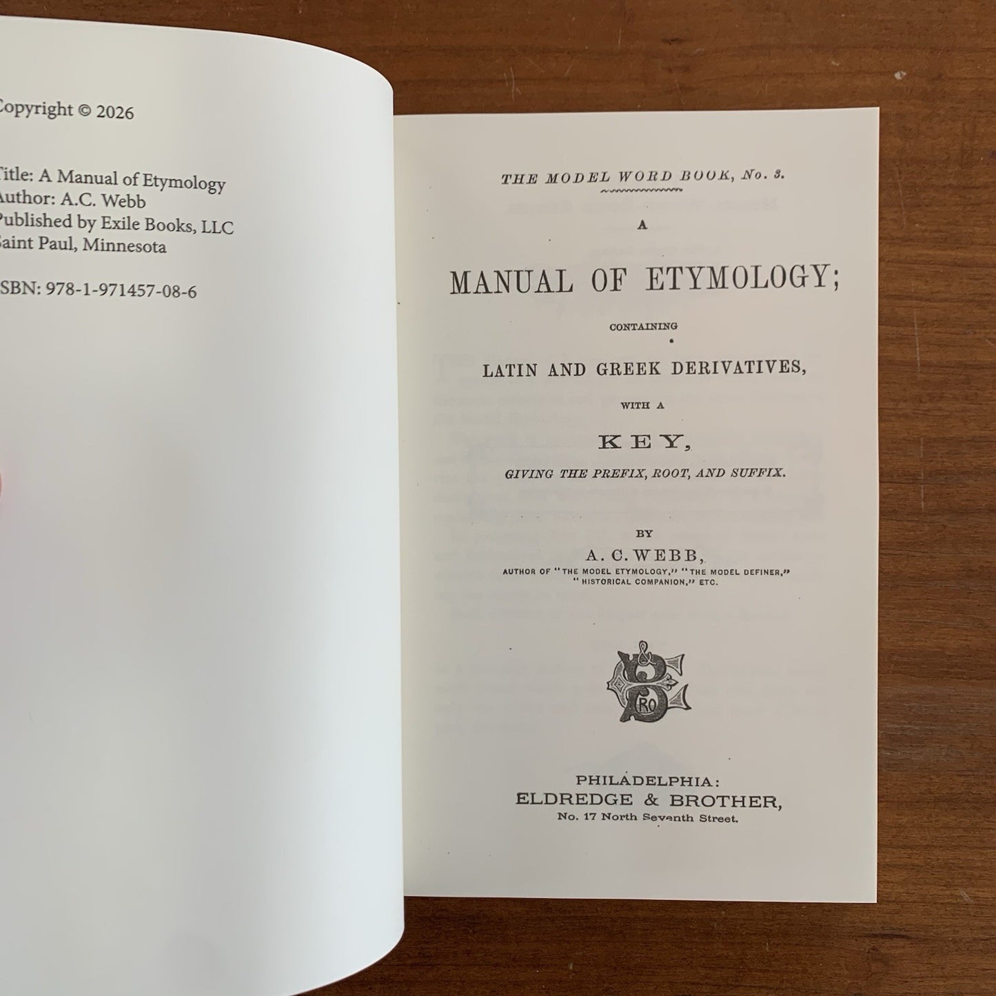 1879 A Manual of Etymology Containing Latin and Greek Derivatives FACSIMILE Webb