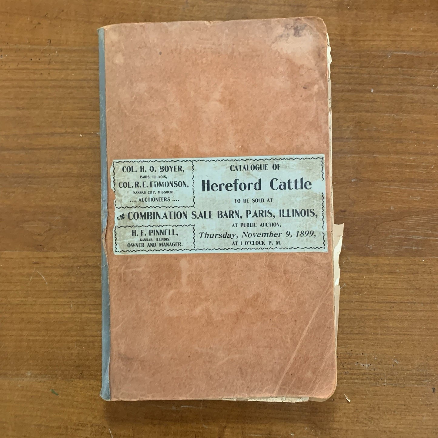 1899 Catalogue of Hereford Cattle Scrap Journal / Illinois 'Greatest Sale Ever'