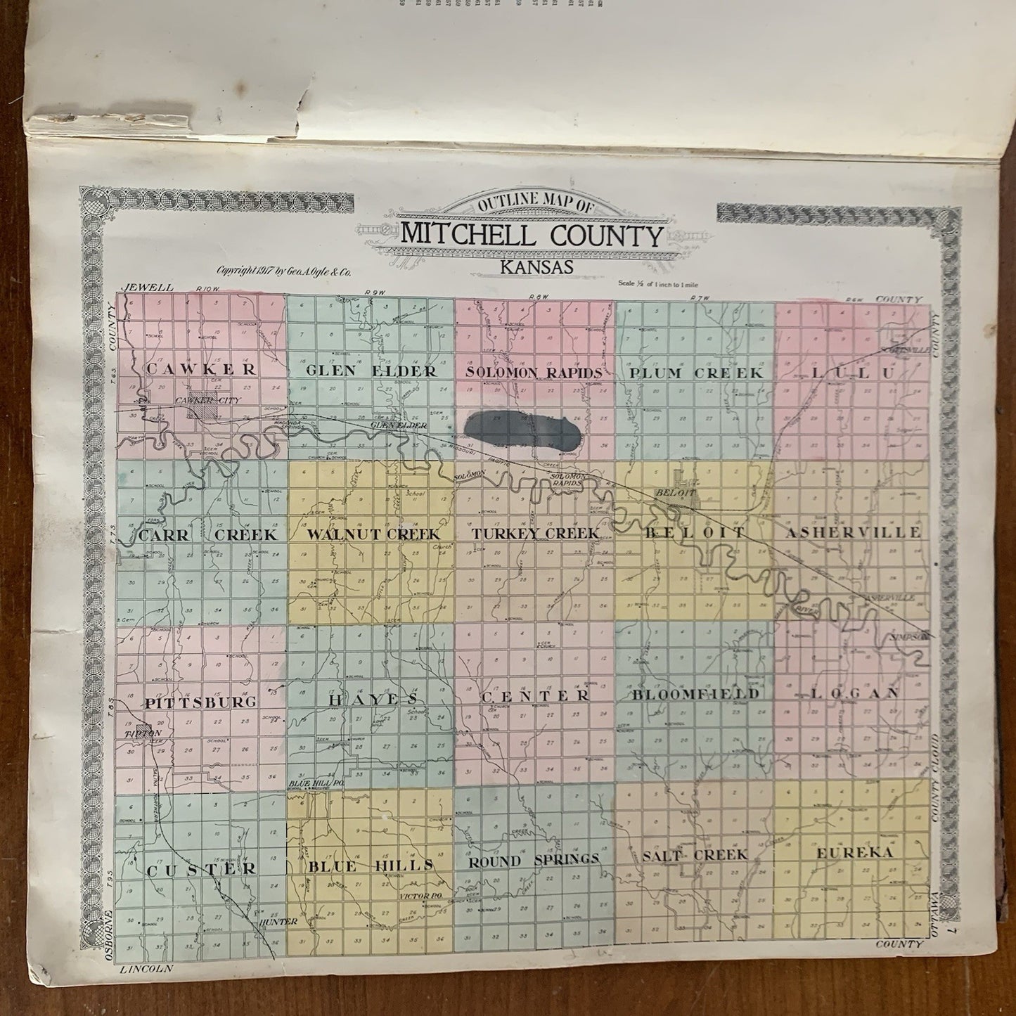 1917 Standard Atlas of Mitchell County Kansas / Plat Map Book