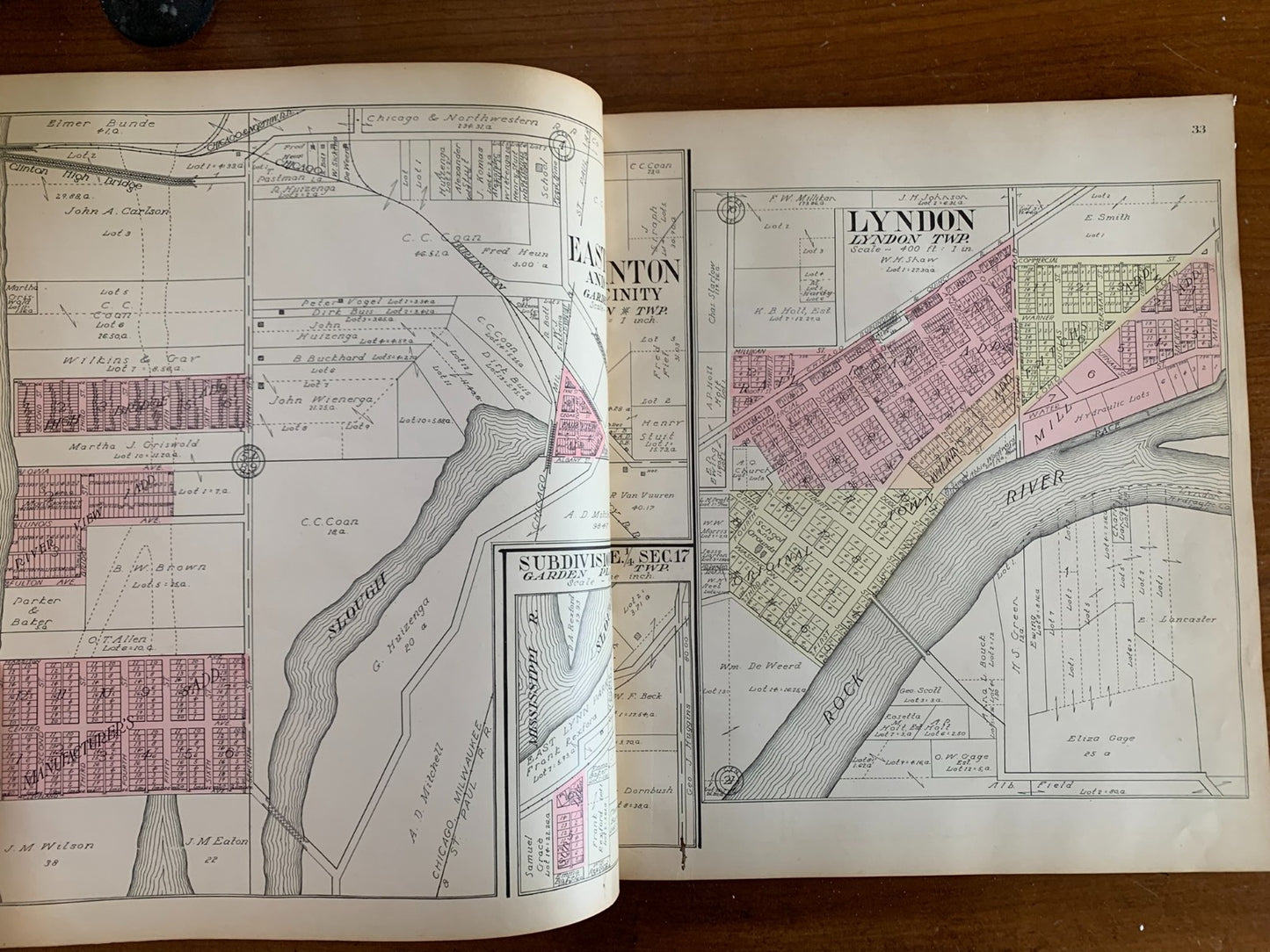 1912 Standard Atlas of Whiteside County, Illinois Sterling Rock Falls Fulton
